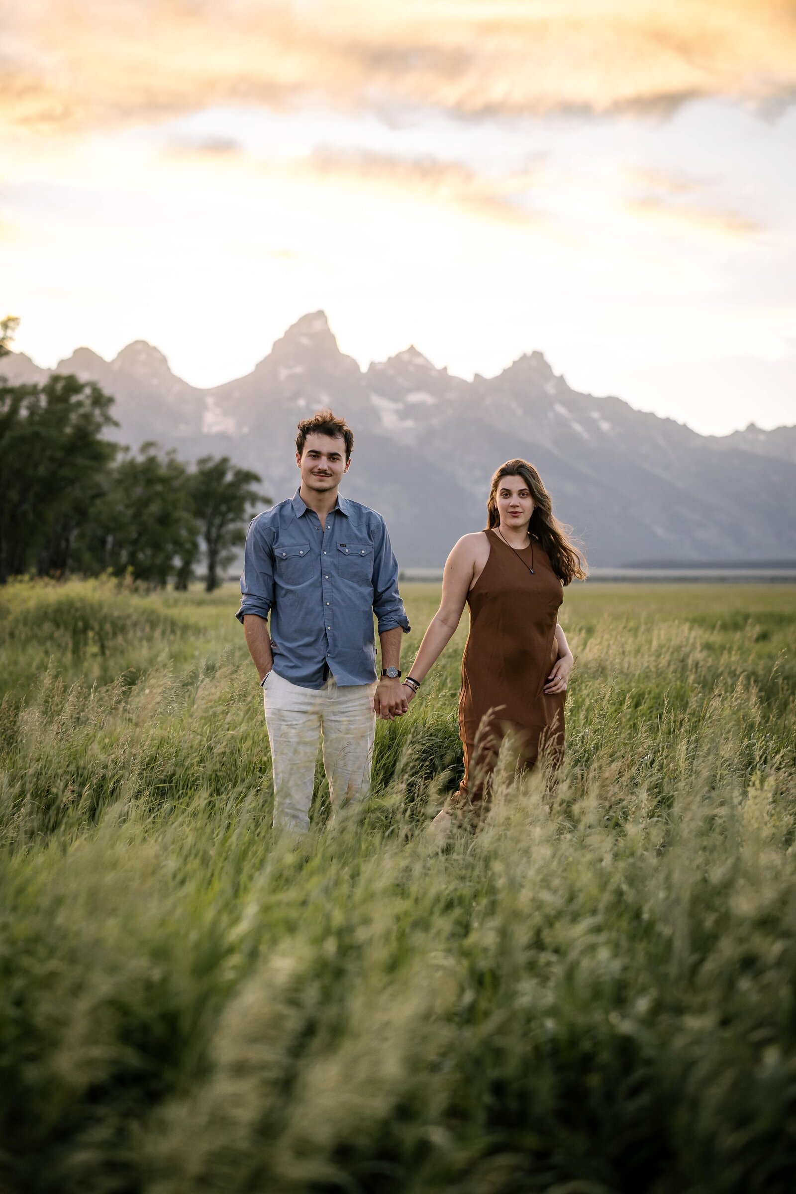 couple portraits below the Tetons at Mormon Row