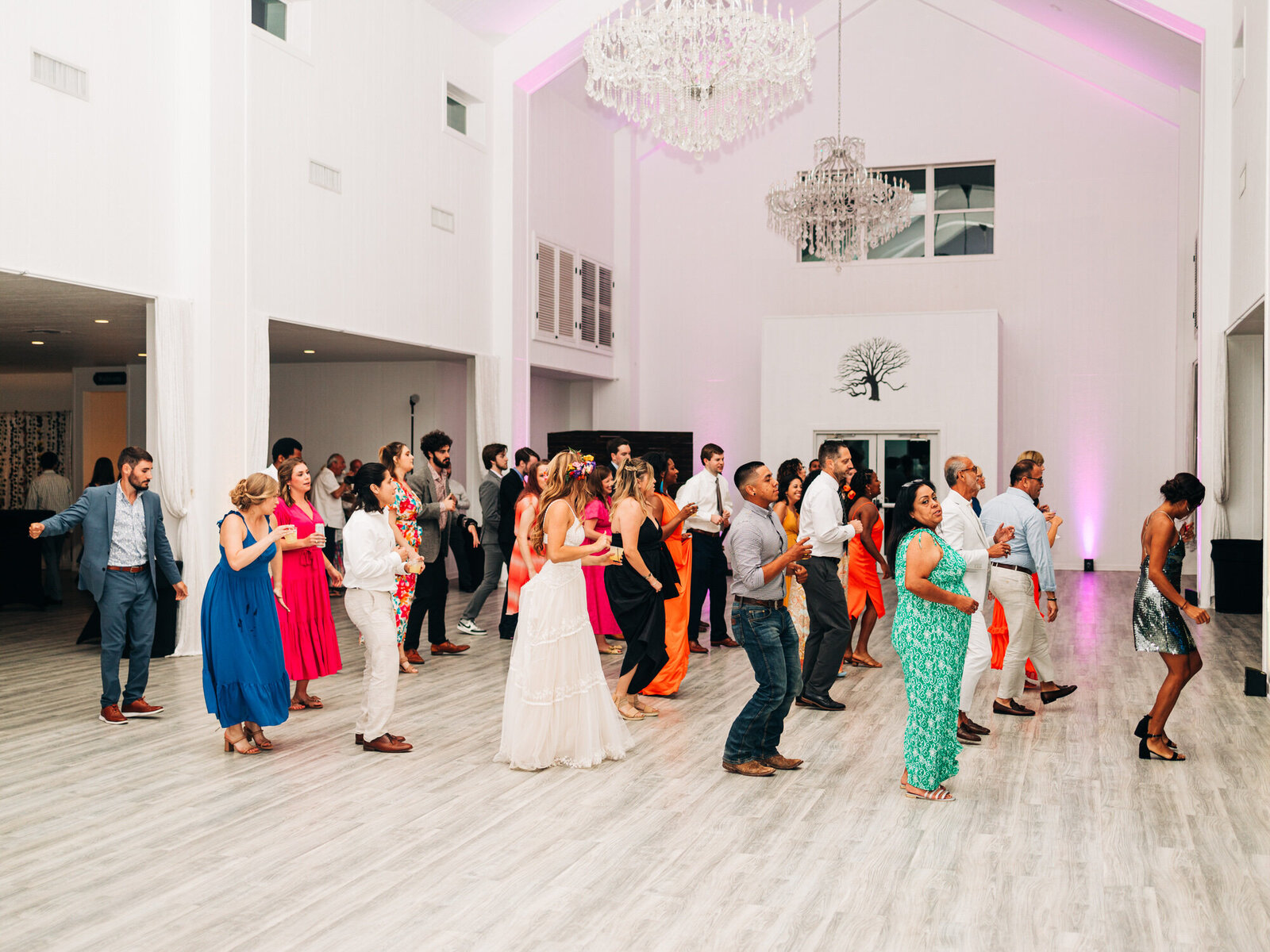 Wide view of the dance floor Oaks at High Hill