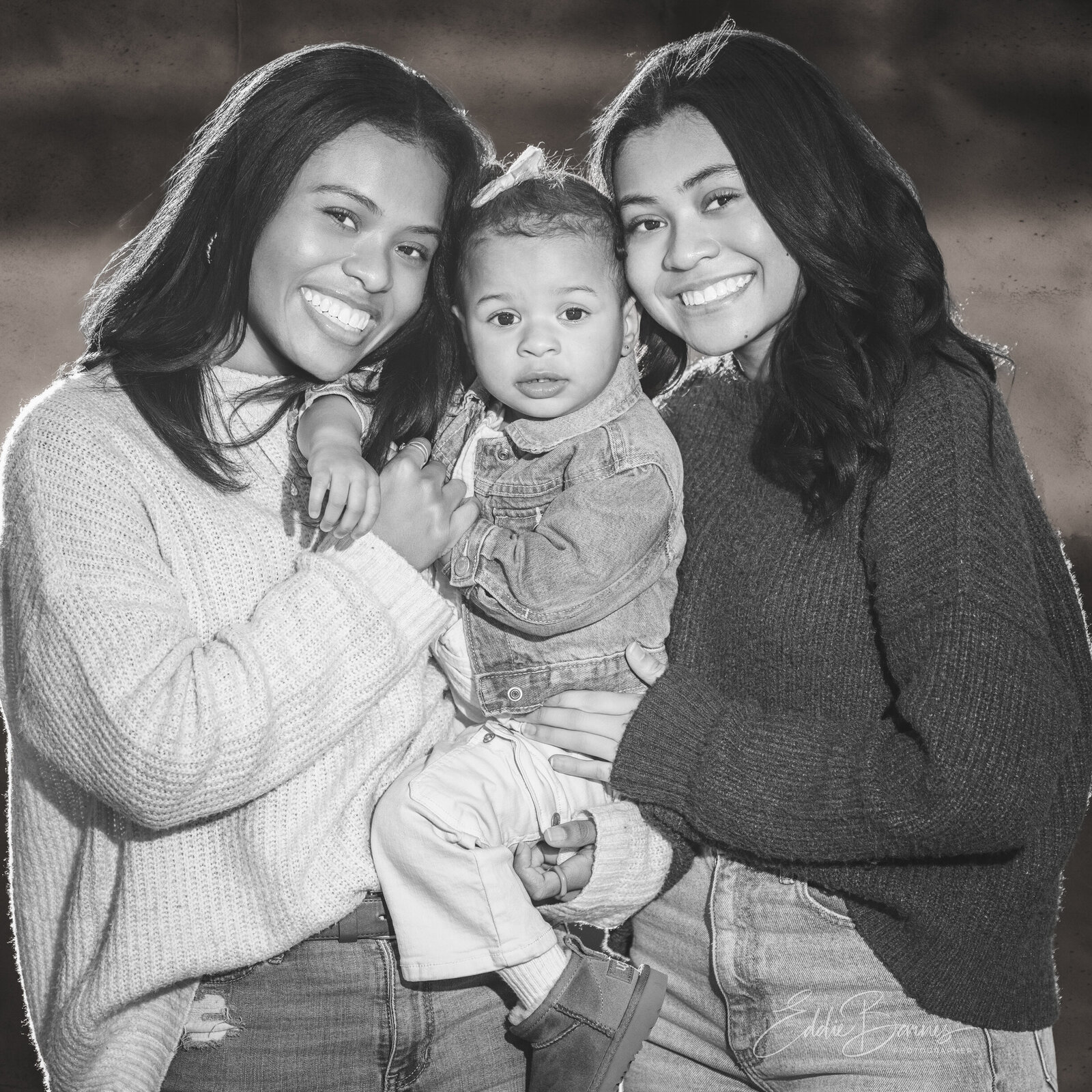 Sisters and neice in black and white
