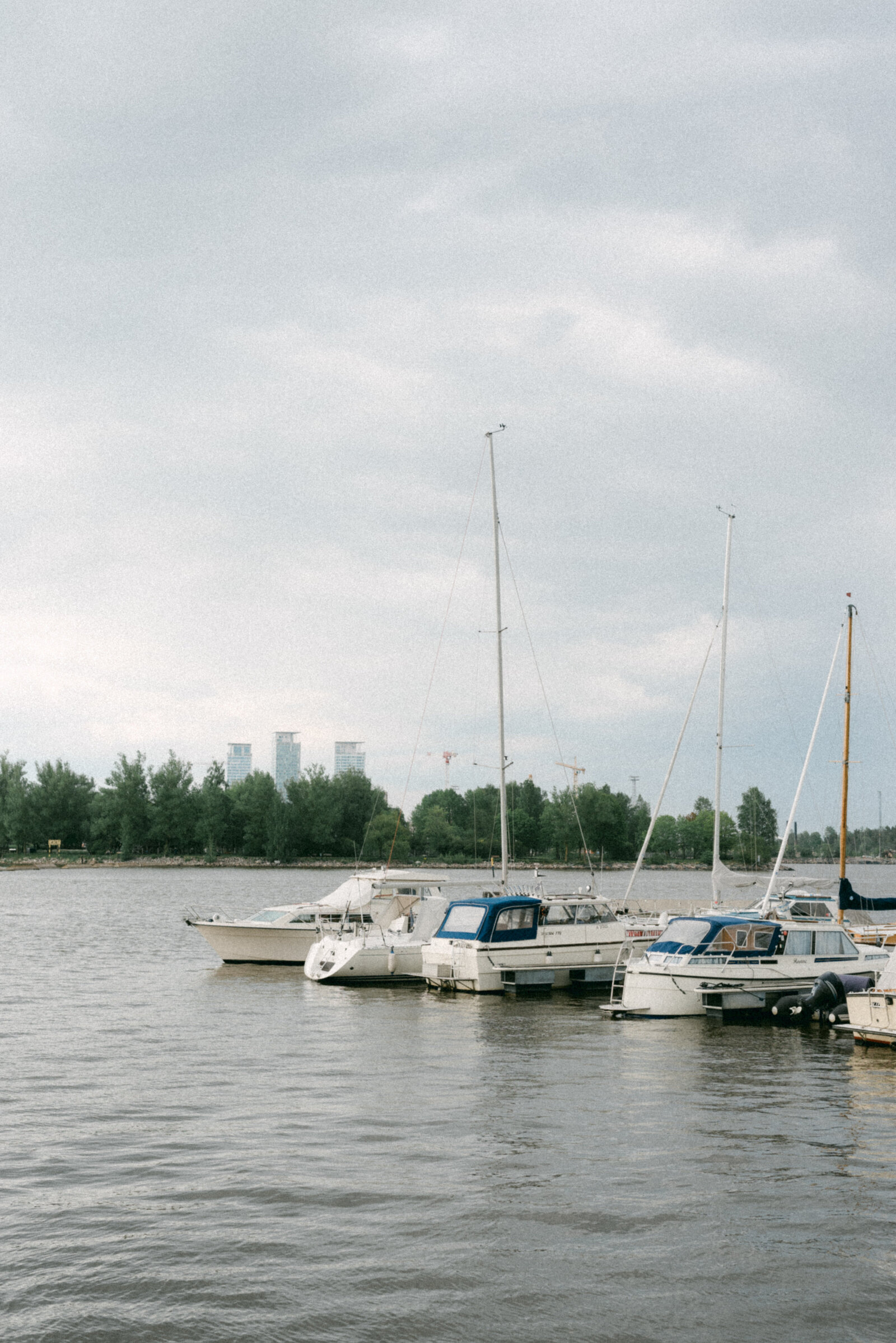 Seaside view in Helsinki with sail boats