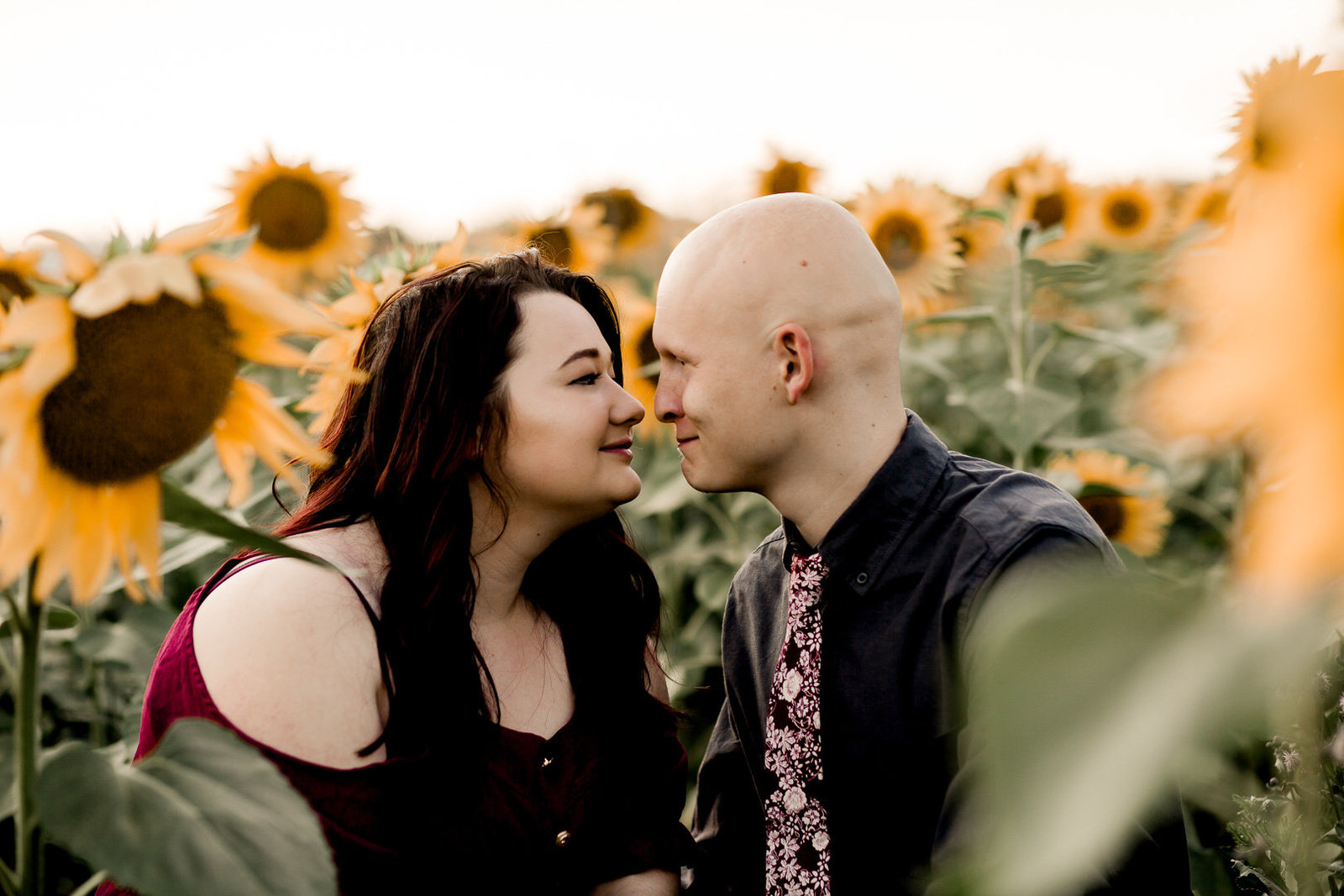 Engagement session in sunflower field0008