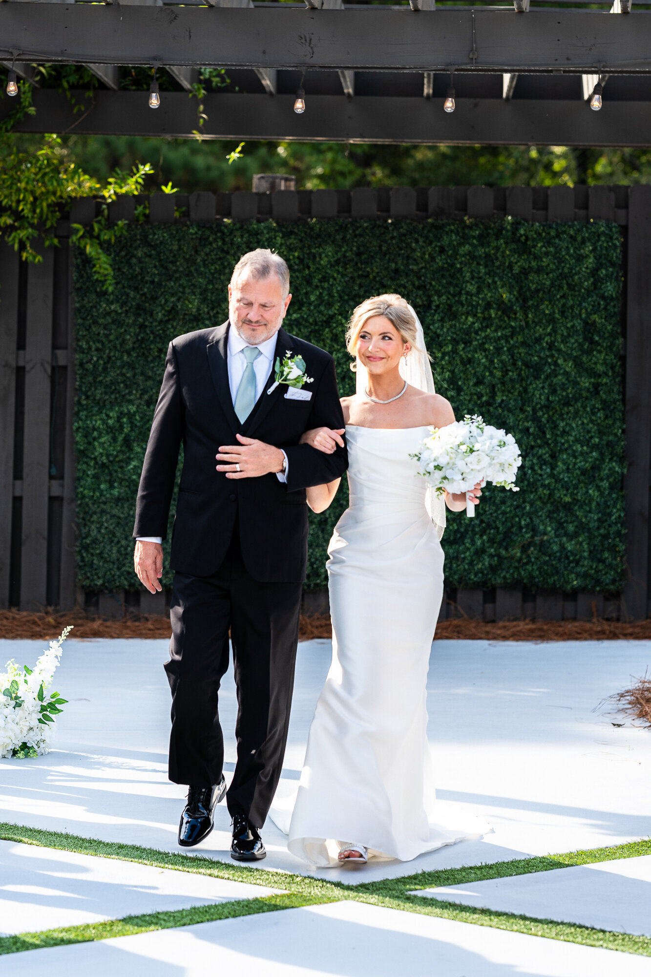 bride walking down the aisle at daisy Hill wedding venue