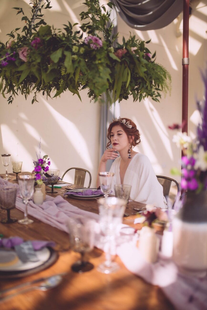 Bride at table