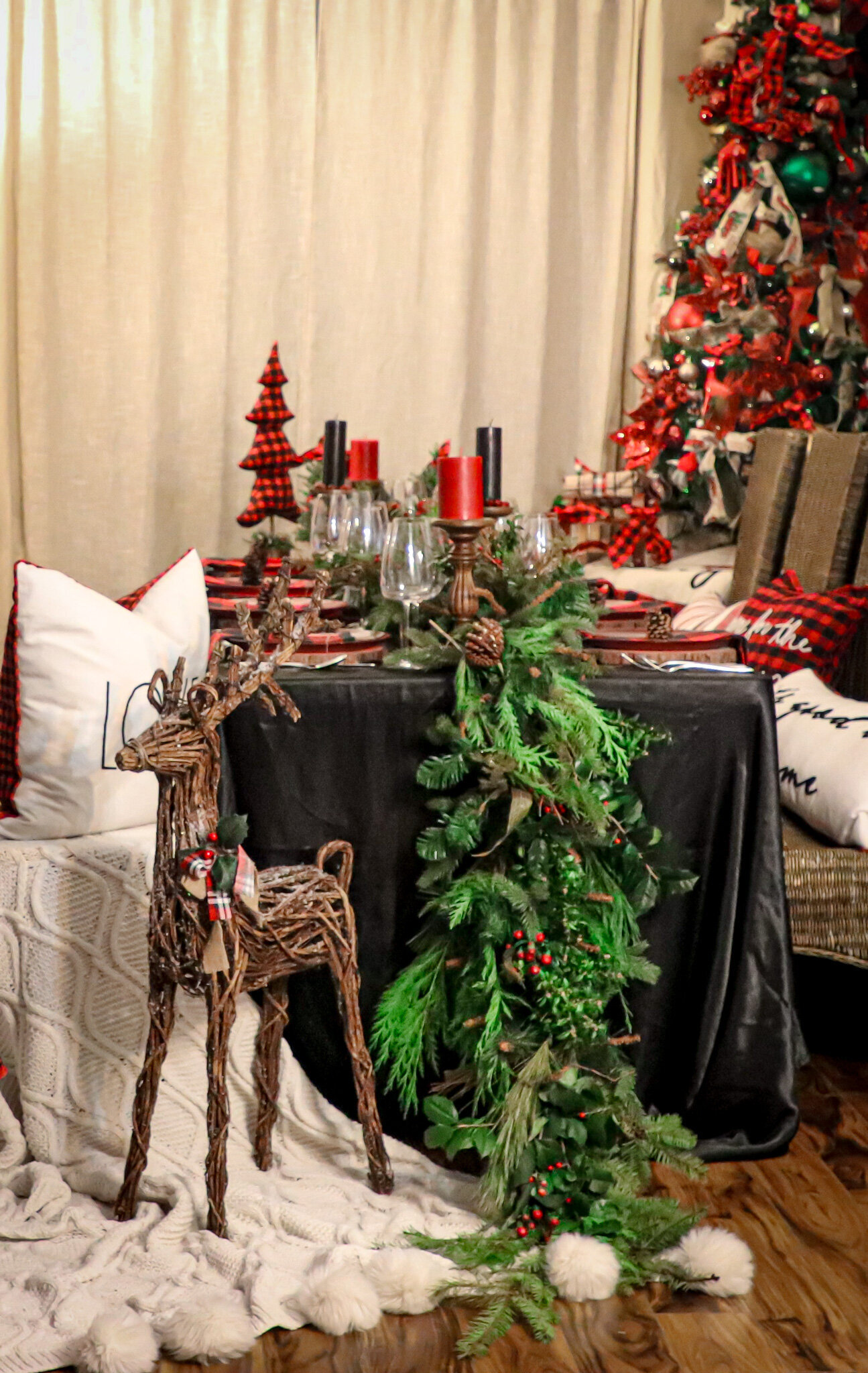 table setting noel christmas event planner inspiration plaid theme-2