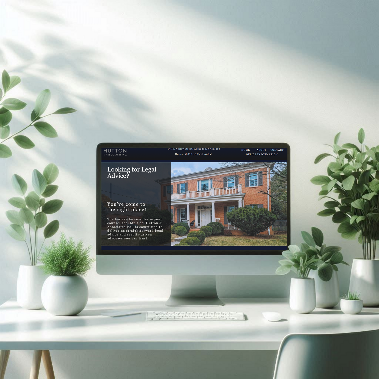 Project 2 home page featuring a full-width background image of the law firm integrated into a modern, responsive web design by Taylor Reichart to enhance branding and search visibility