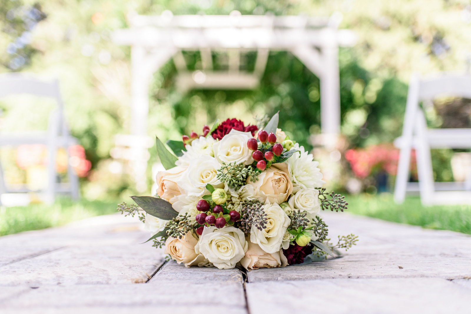 picture of flowers in front of a ceremony site