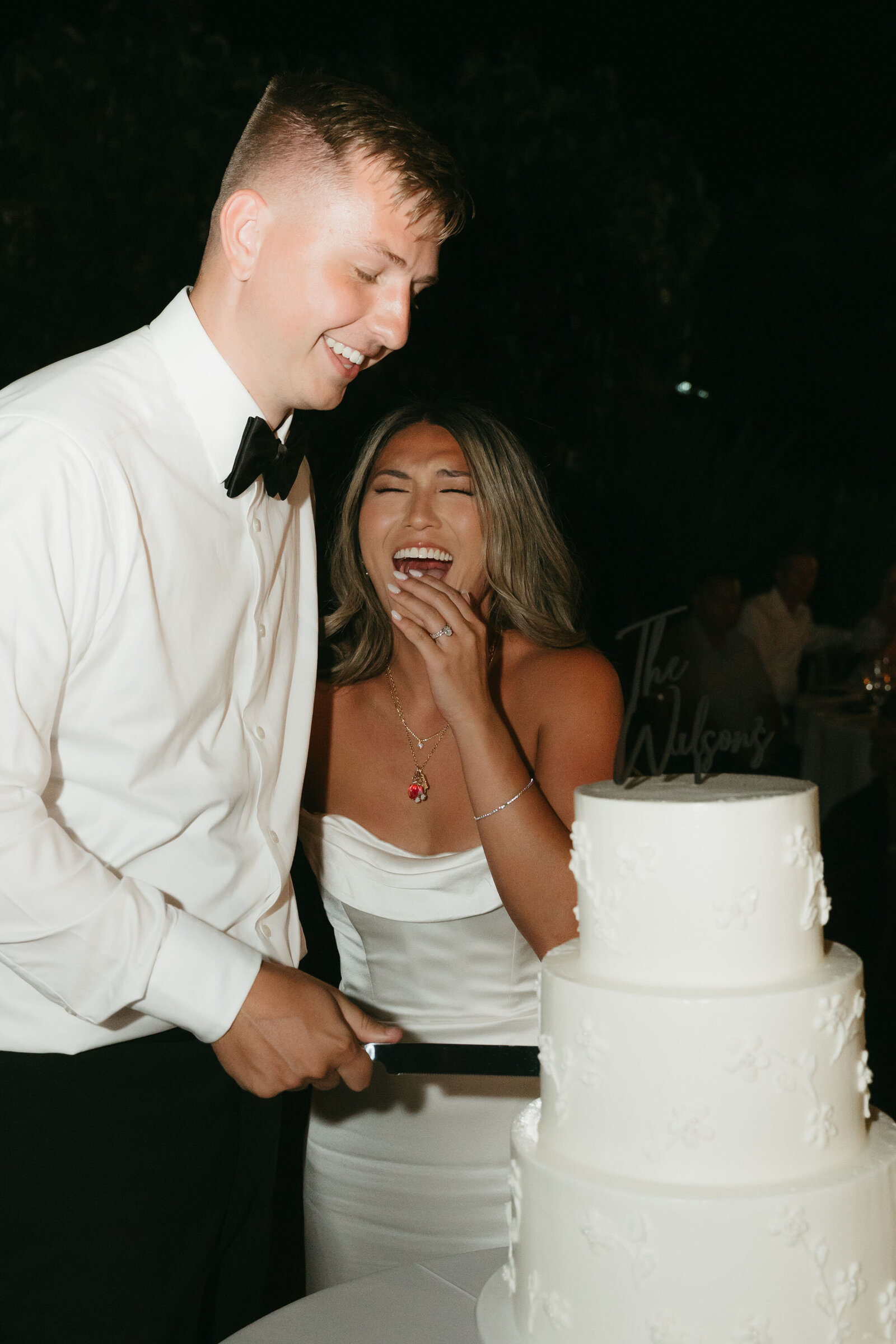 Kayli & Robbie cake cutting at Andaz Maui Wailea wedding