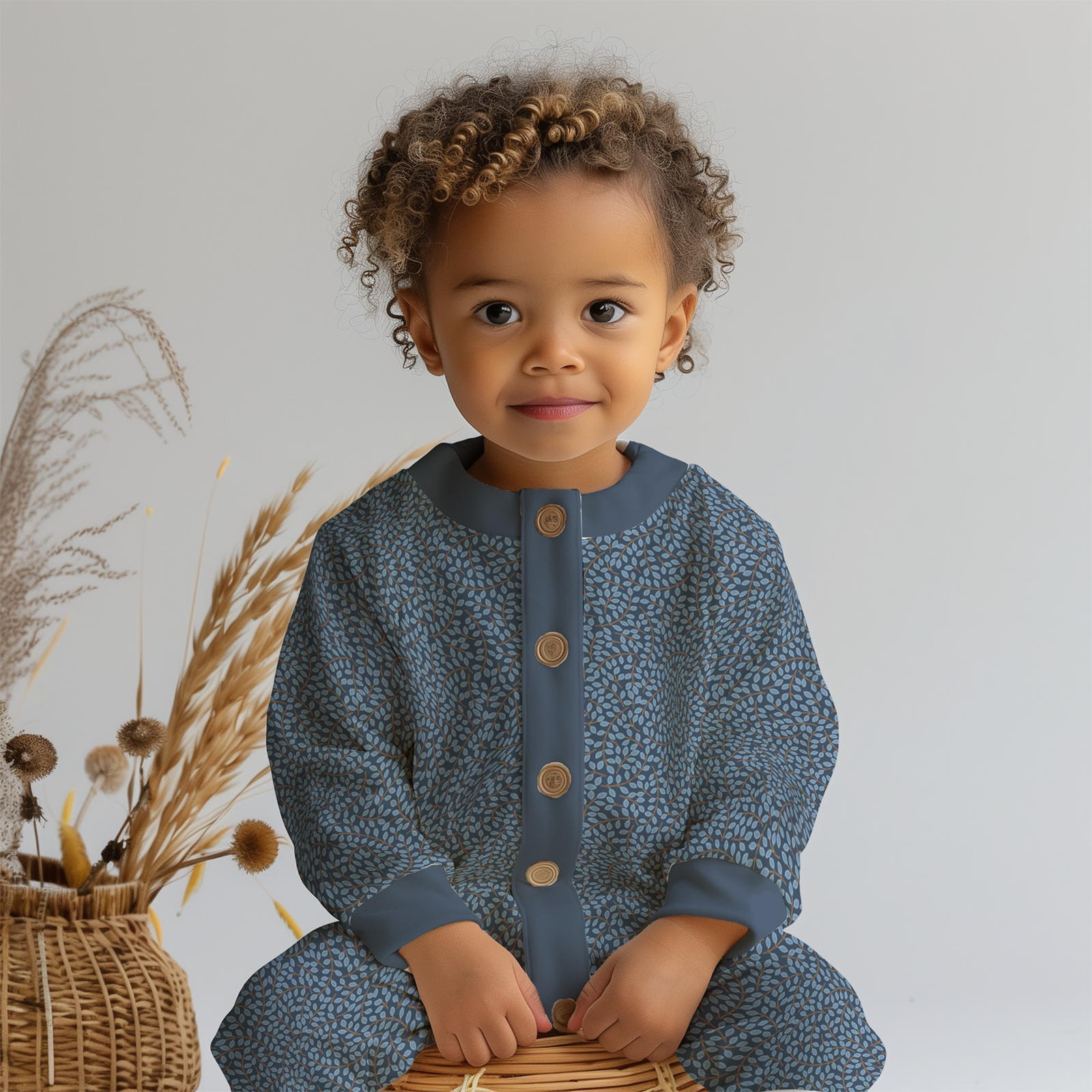 Blue Jumpsuit Boy Navy Floral Leaves Baby Clothes Girl Green Acre Designs