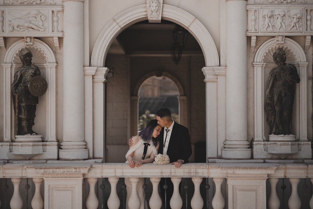 Tracy and Prescott photographed together on a balcony in Macau.
