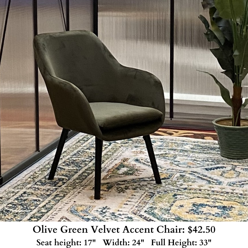 Olive Green Velvet Accent Chair-1016