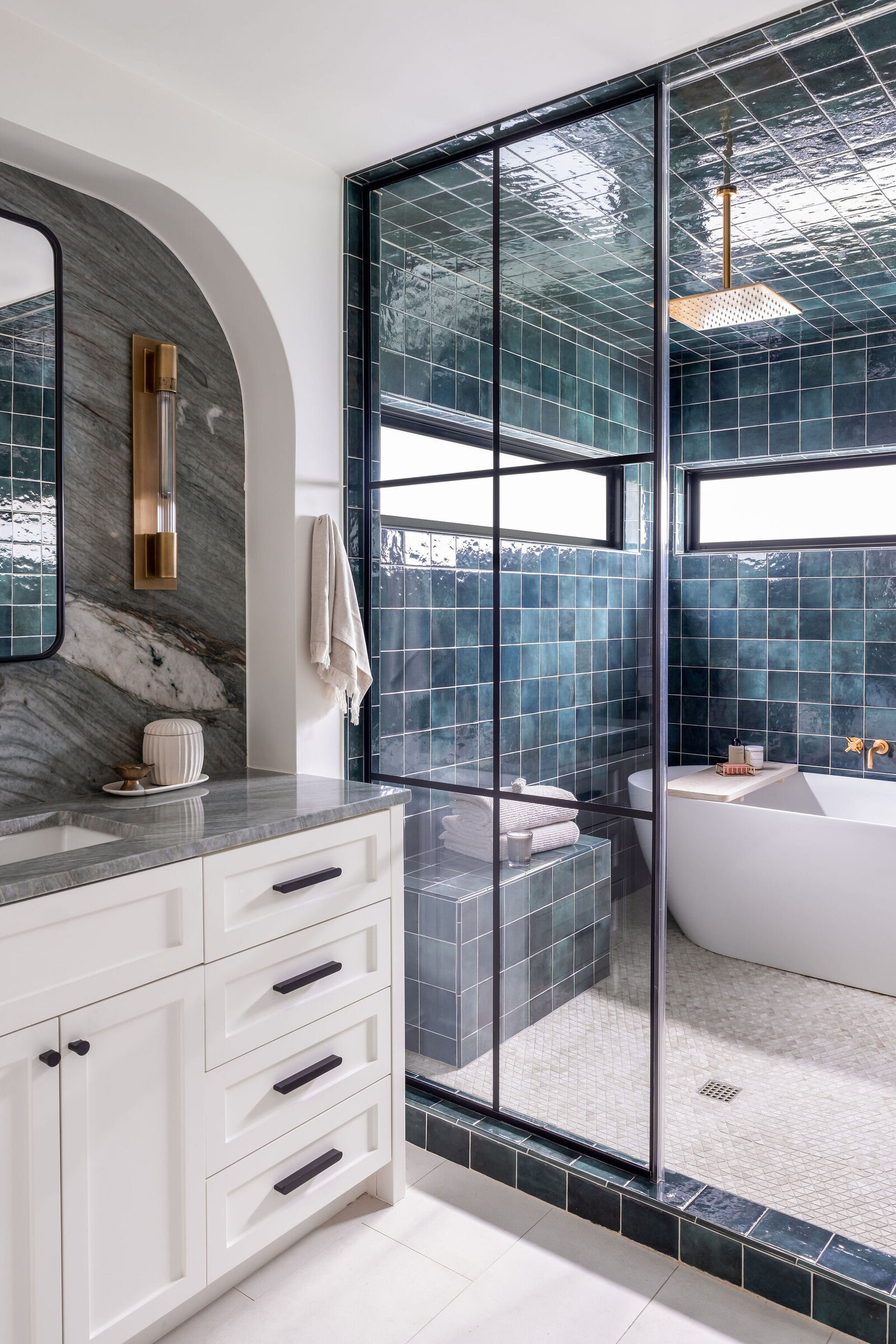 Nuela+Designs+Green+Tile+Shower+Green+Marble