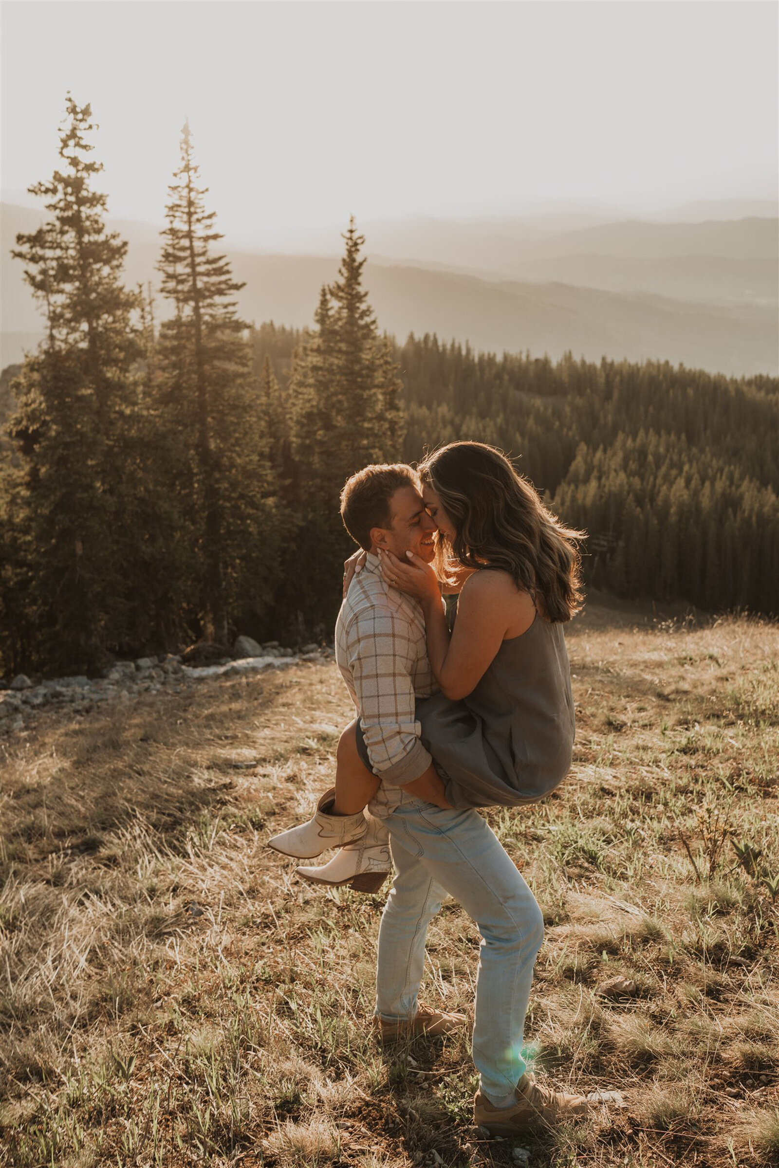 Summer romantic wedding proposal photos mountain in Aspen, Colorado