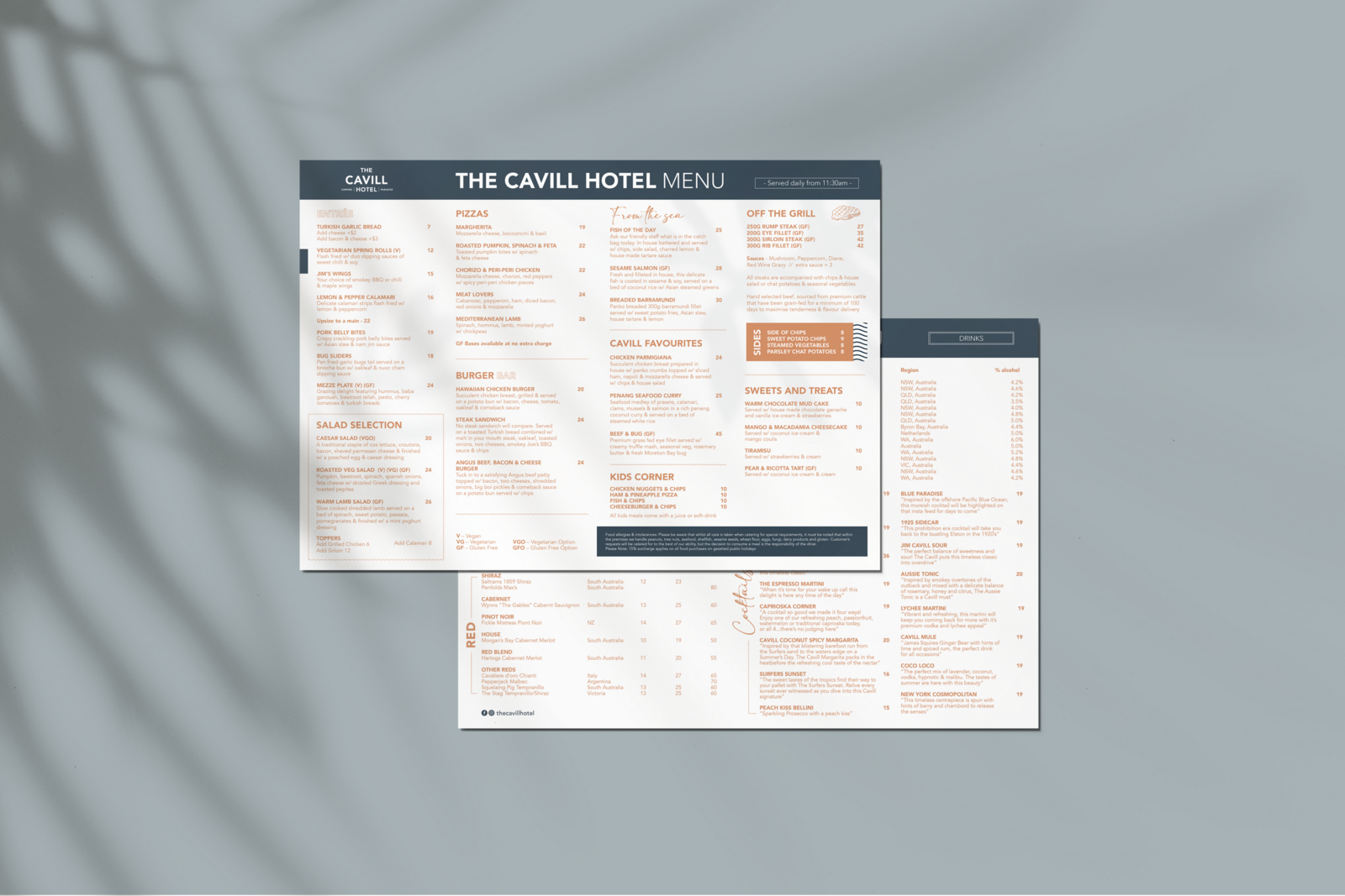 THE CAVILL HOTEL MENU MOCKUP
