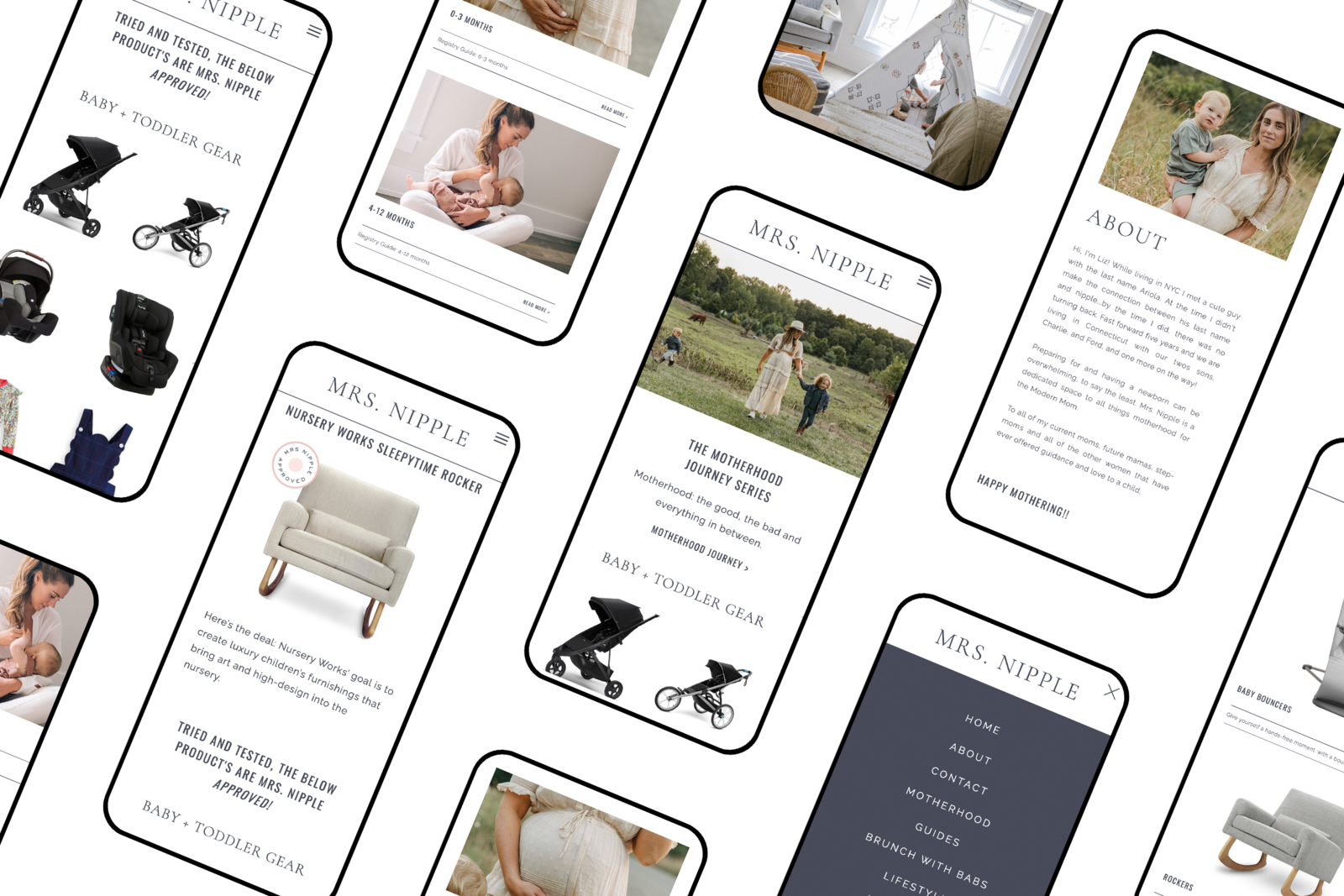 Mobile mockup on iPhone with several different designs featured