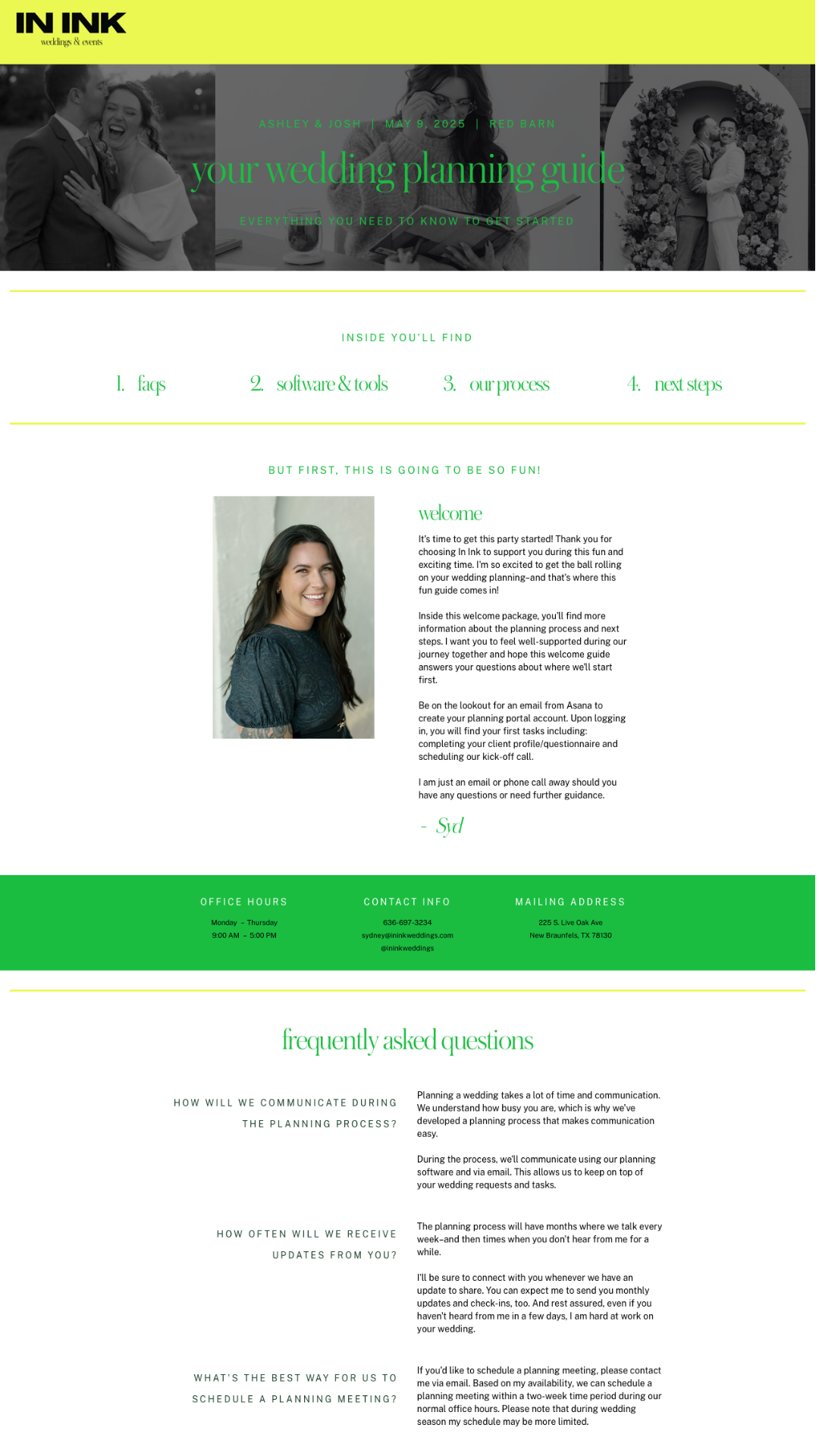Dubsado Onboarding Template - In Ink Weddings
