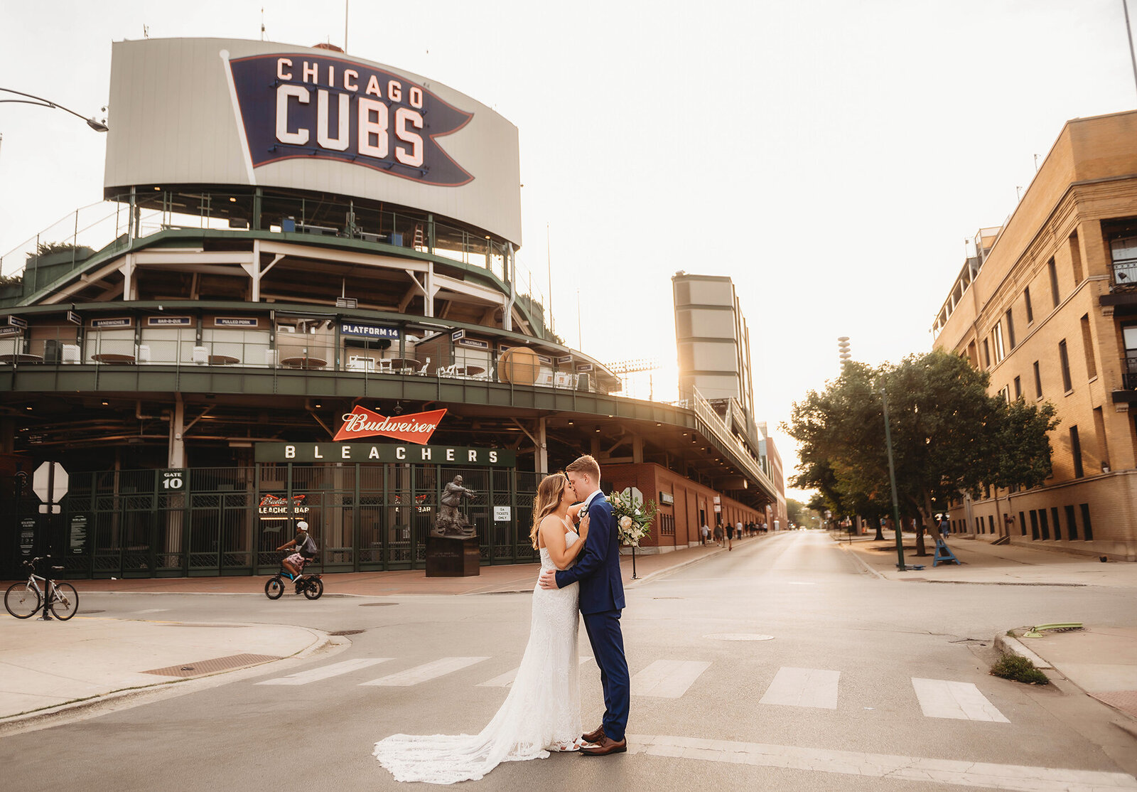 Bride & Groom pose for newlywed portraits after their Micro-Wedding in Chicago, IL.