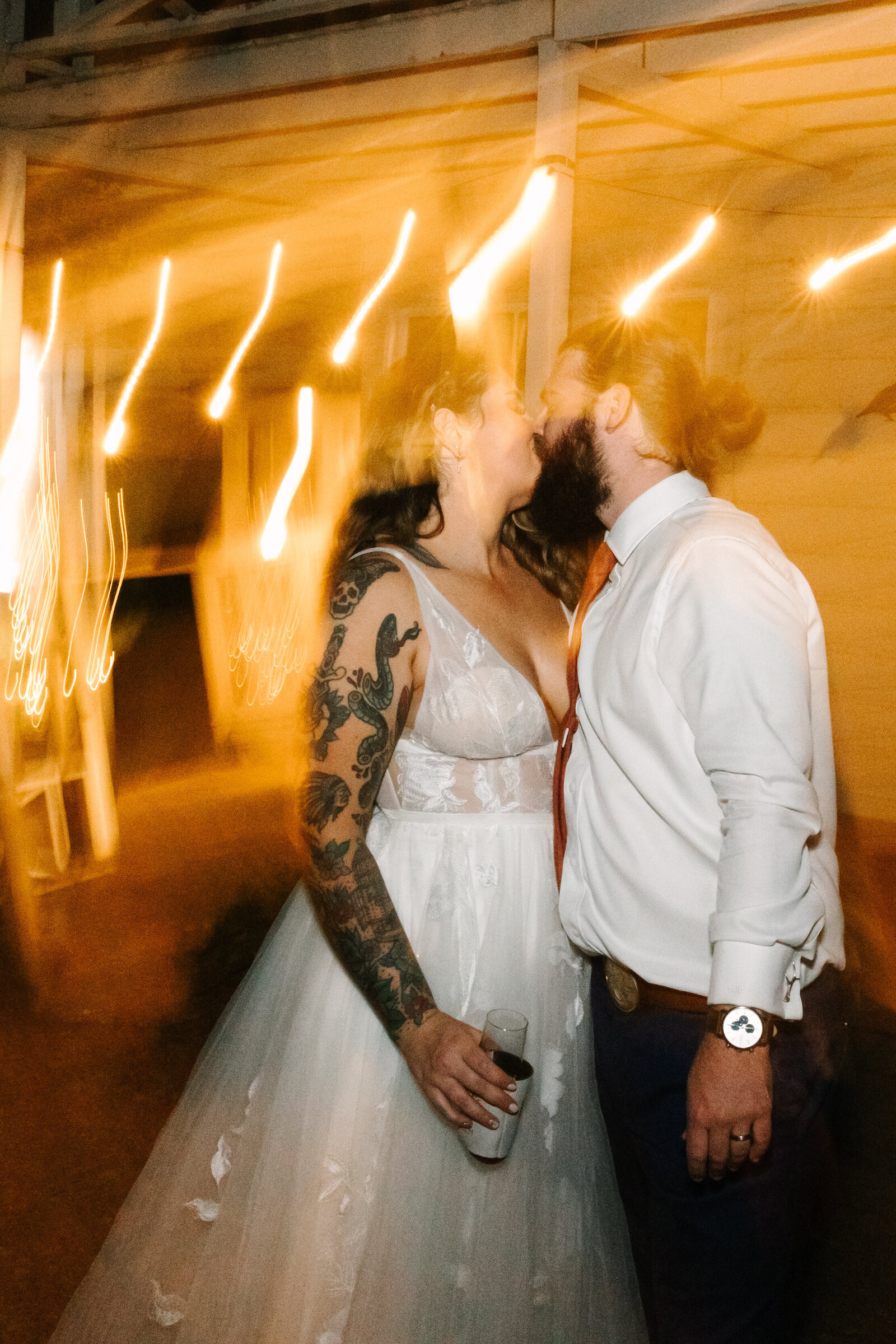 Colorful wedding reception in Santa Cruz, California.