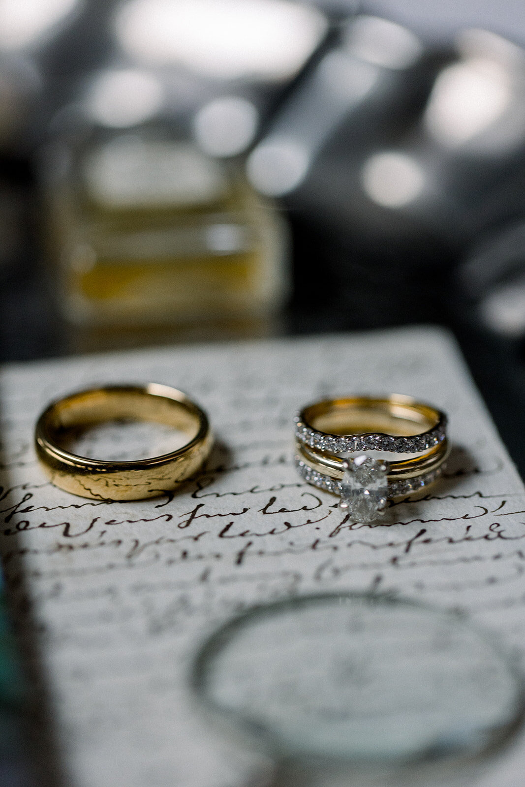 rings on an antique love letter in chicago hotel