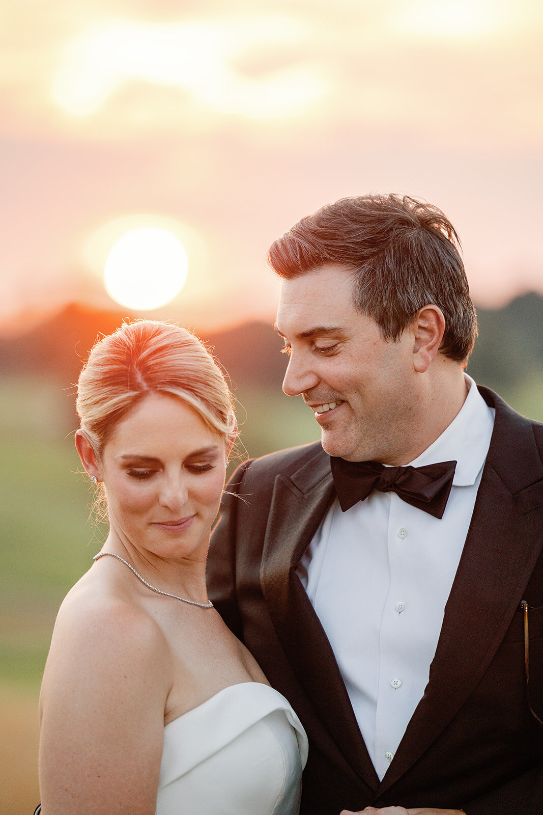 Delia and Paul together at sunset at The Country Club of Scranton