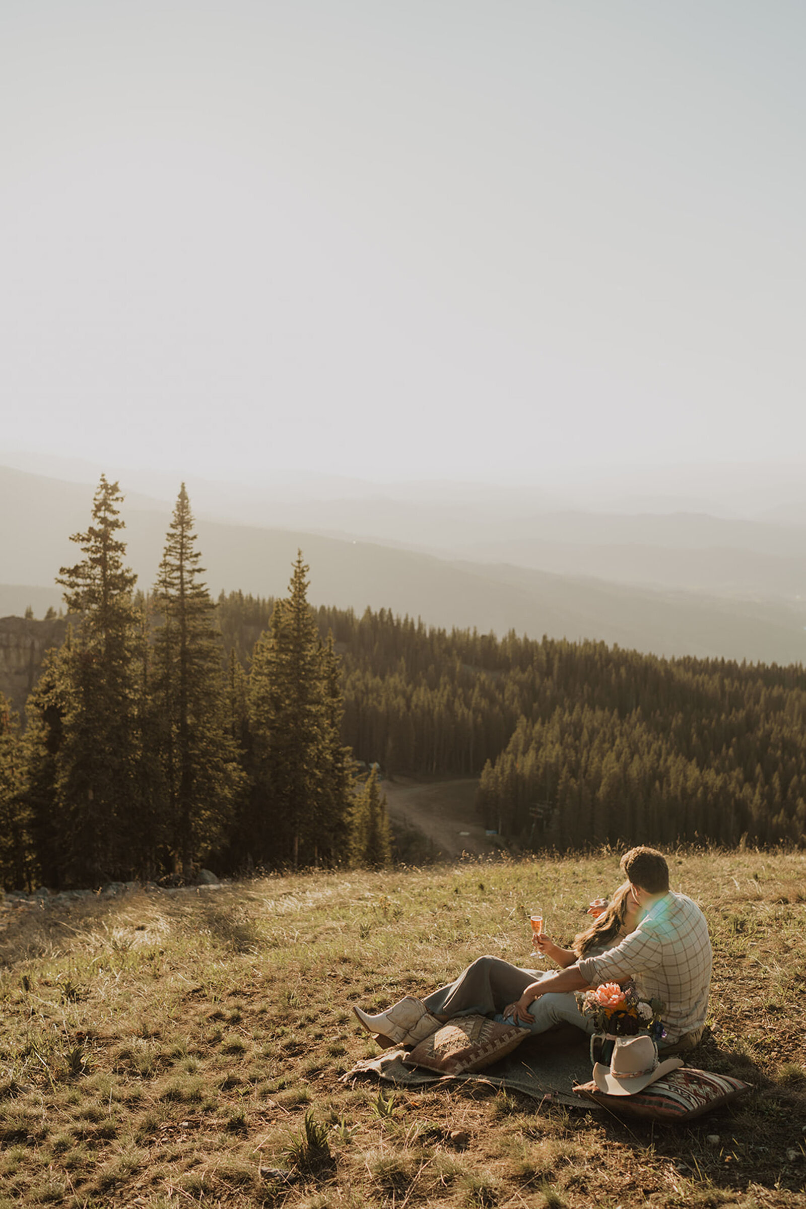 Summer romantic wedding proposal photos mountain in Aspen, Colorado
