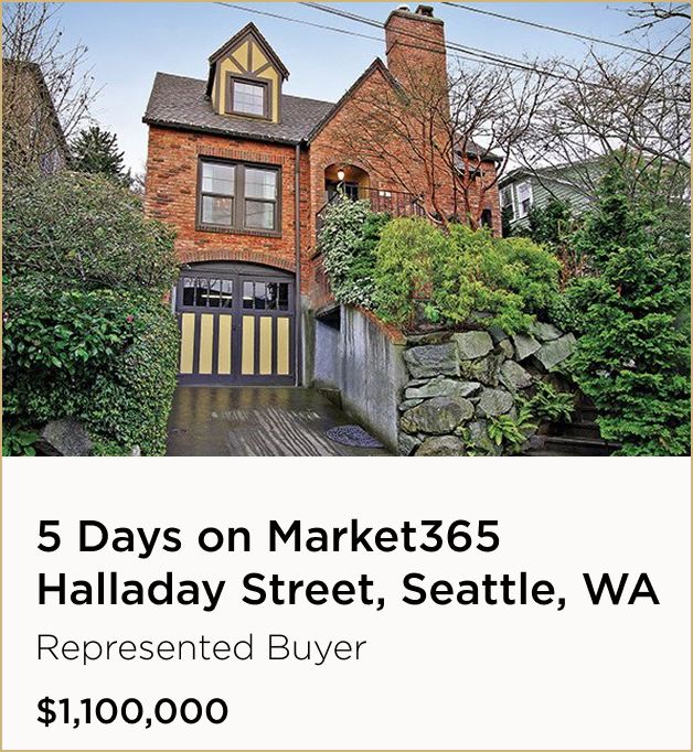 5 Days on Market365 Halladay Street, Seattle, WA $1,100,000 – Represented Buyer