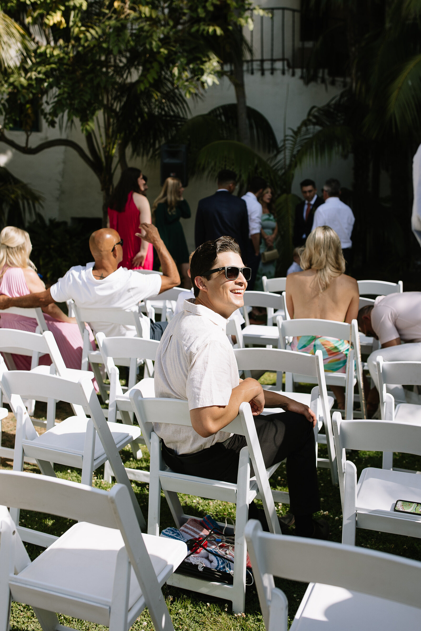 Guests seated at Santa Barbara Courthouse ceremony by best Northern California wedding photographers