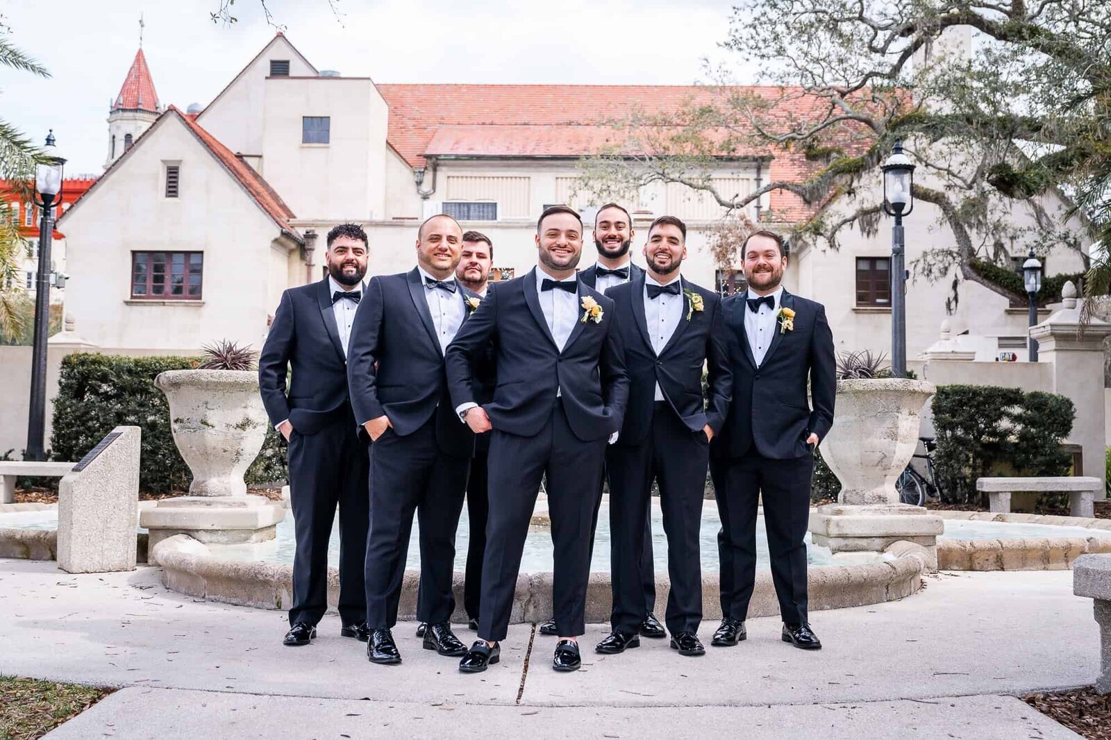 groom and groomsmen formal photos at jewish wedding at Casa Monica in St Augustine wedding Venue