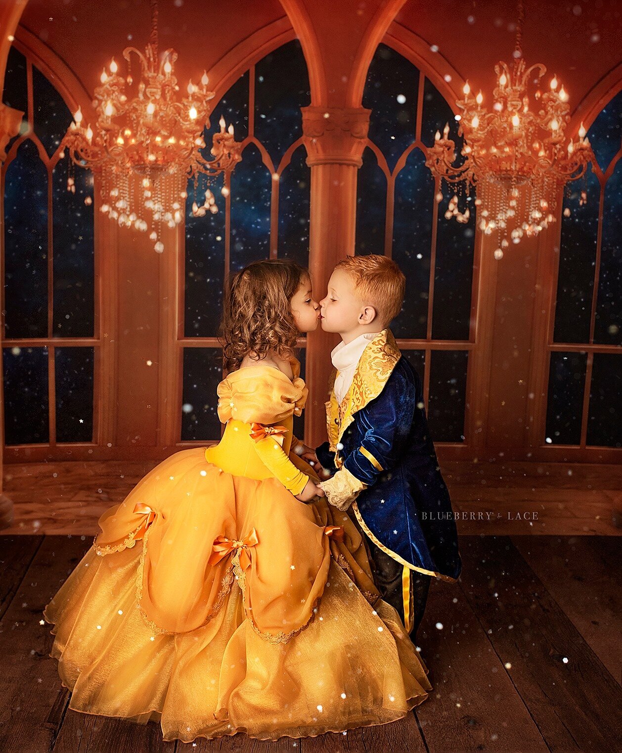 beauty and the beast photo session in oswego, ny. we provide the ball gown and boy outfit for your session