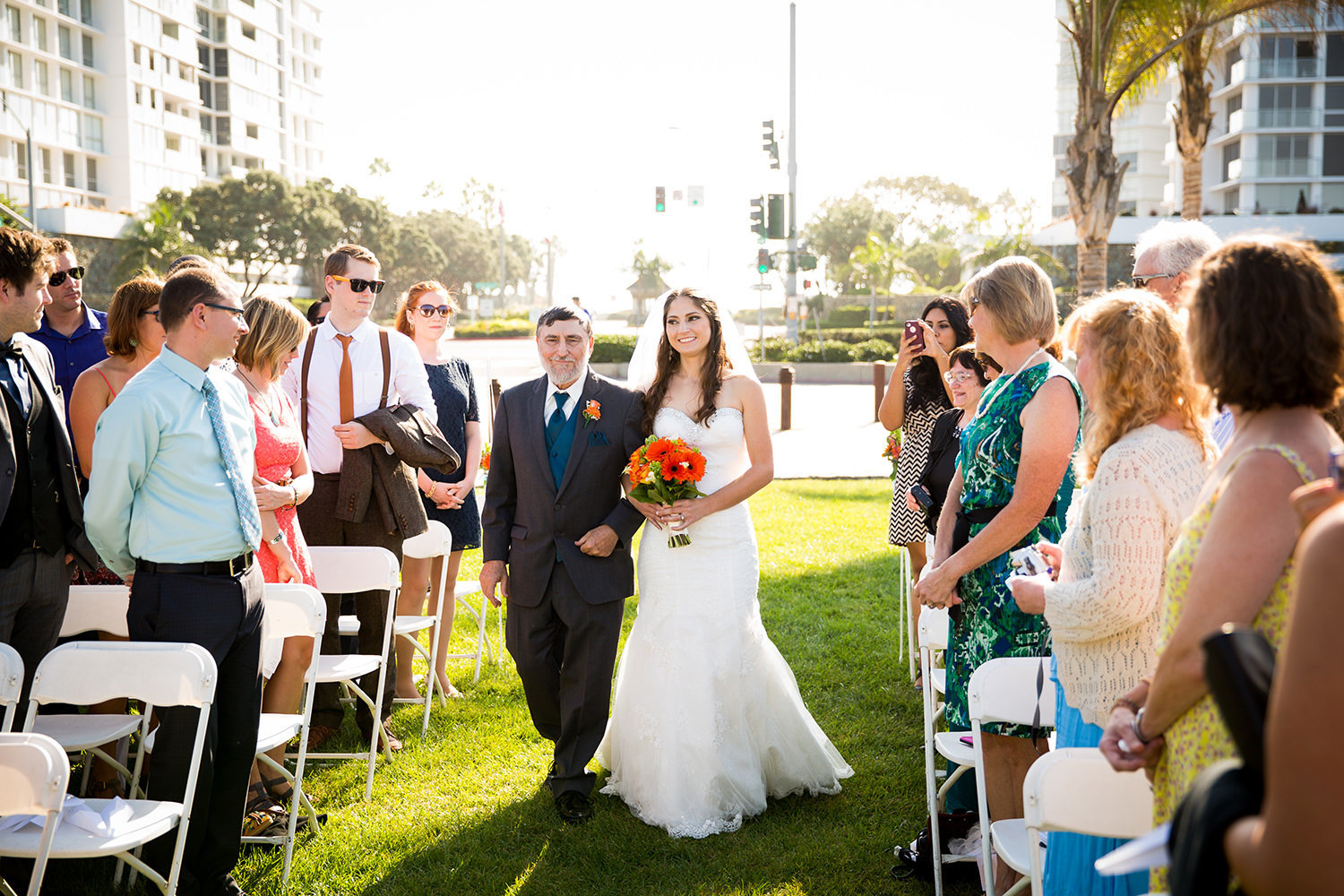 bride and groom at beautiful ceremony space coronado community center