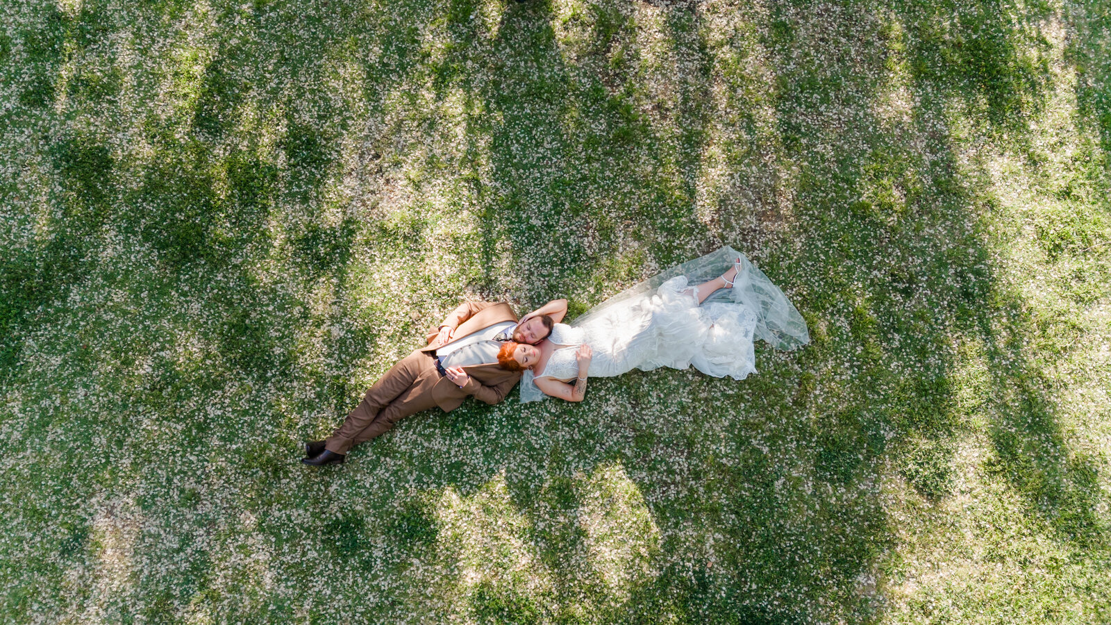 Canberra bride and groom photo with a drone