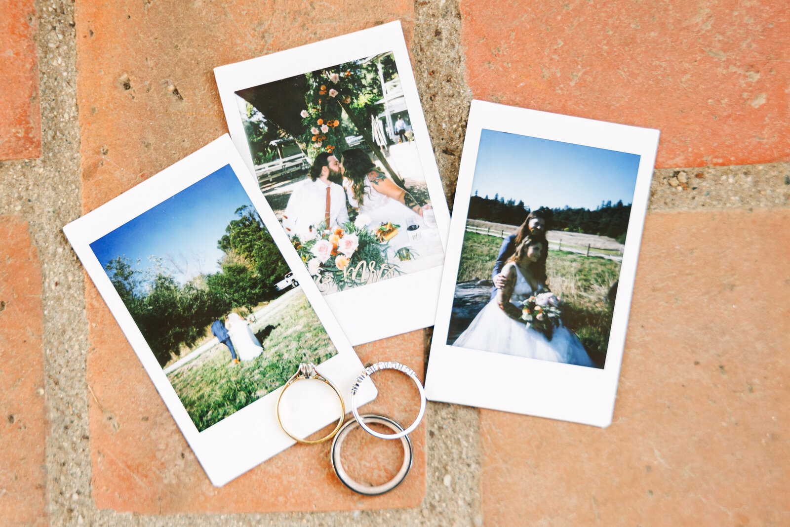 Wedding details for a colorful wedding reception in Santa Cruz, California.