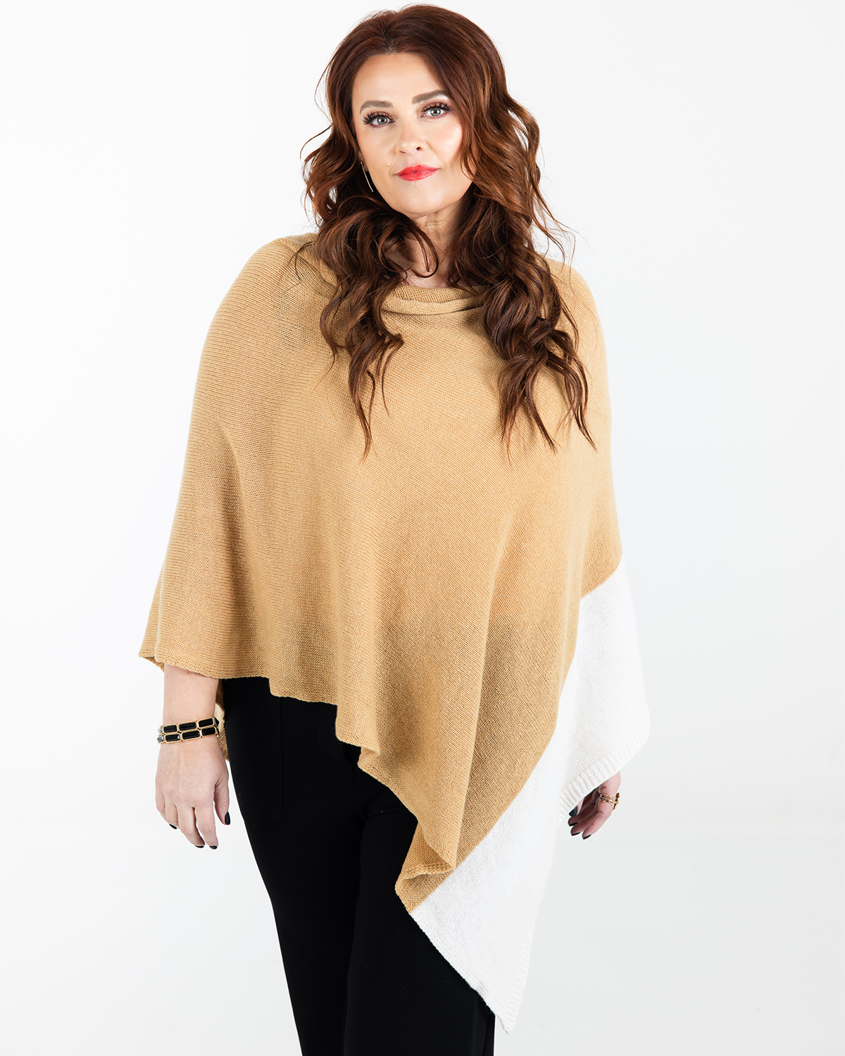 Sun Valley Poncho Cashmere Camel Cream Heidi Hennessy2
