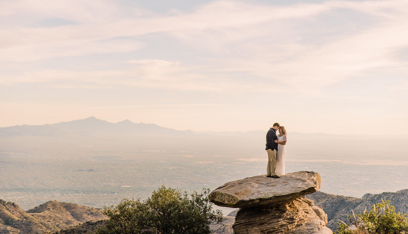 Mt Lemmon Engagement Photo by Tucson Wedding Photographer Bryan and Anh