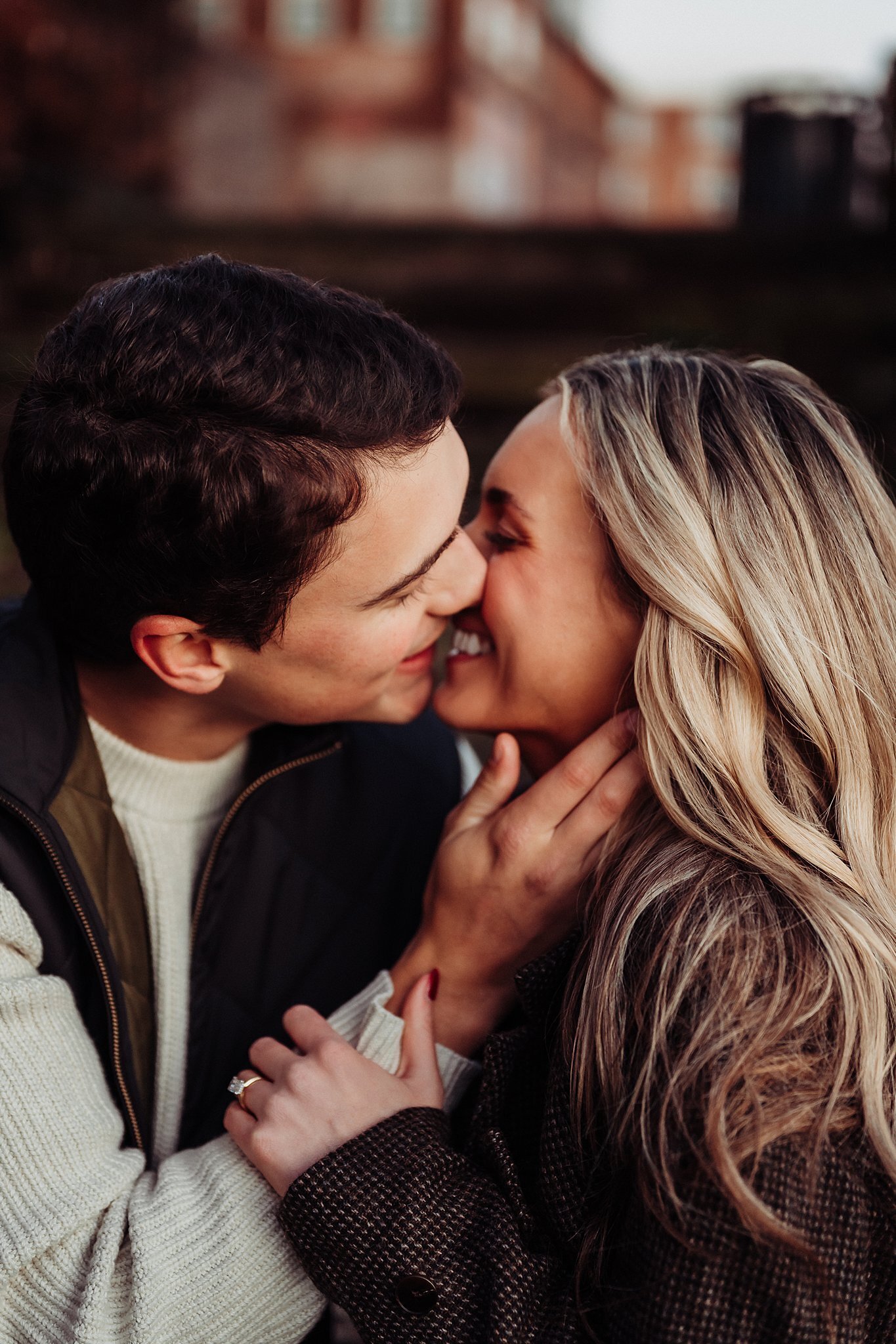 Warren PA Engaged Couple Kissing