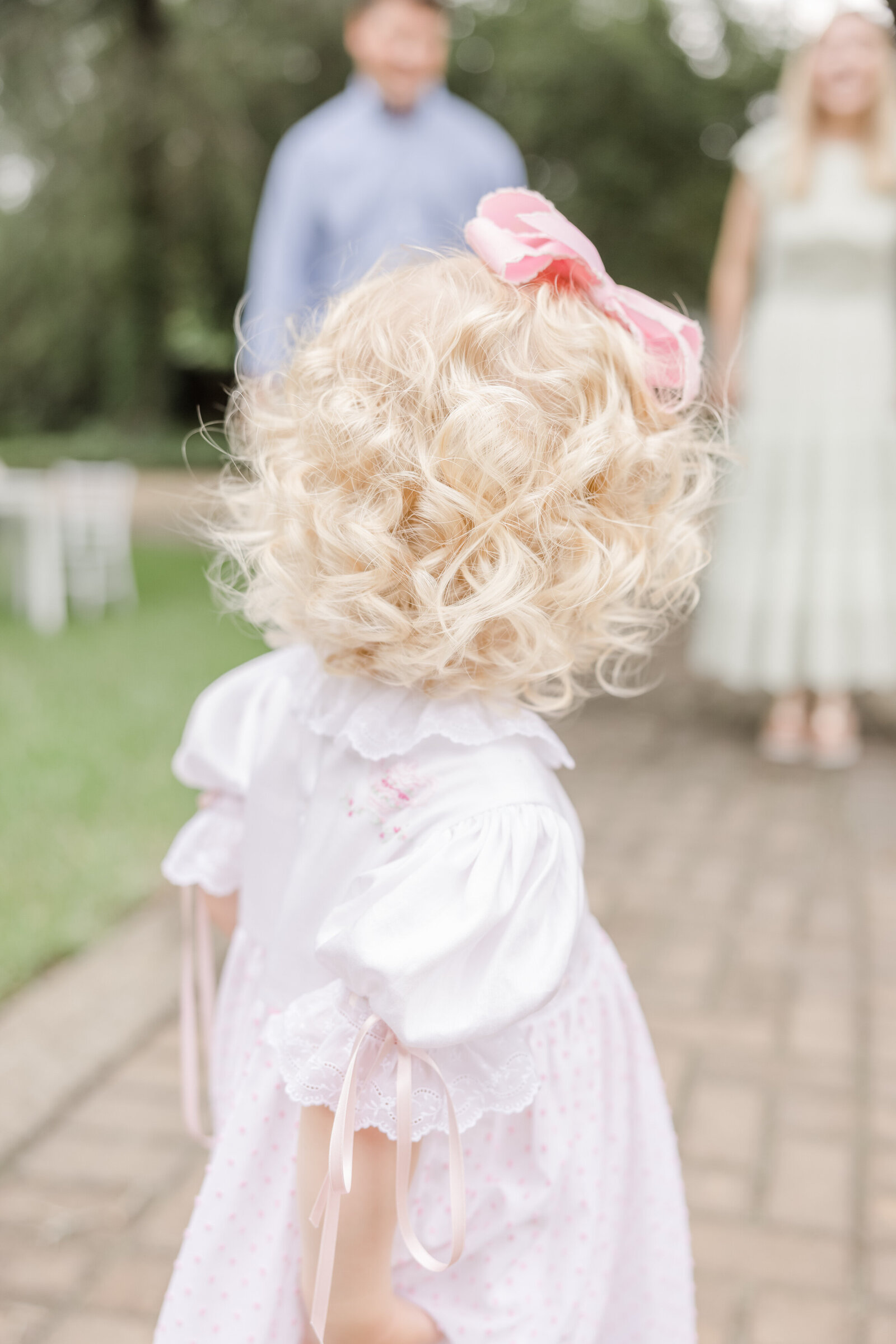 The blonde curls of a toddler.
