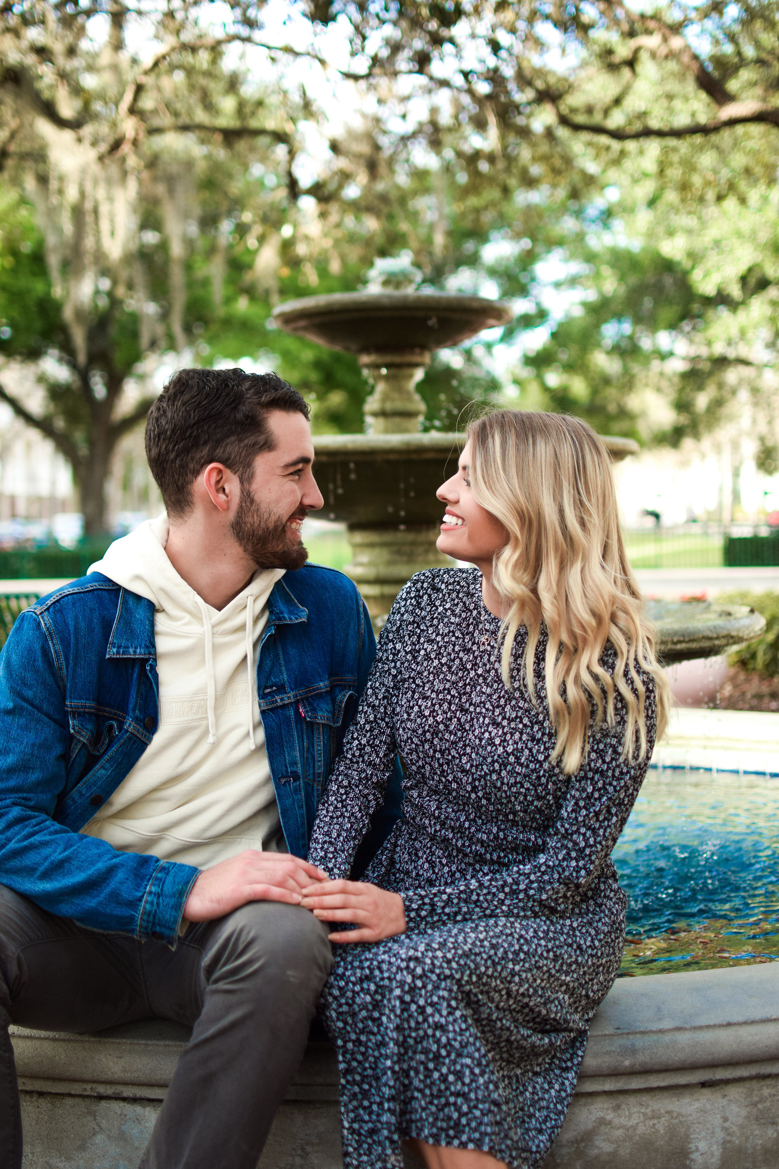 Couple Engagement Fountain Celebration Florida