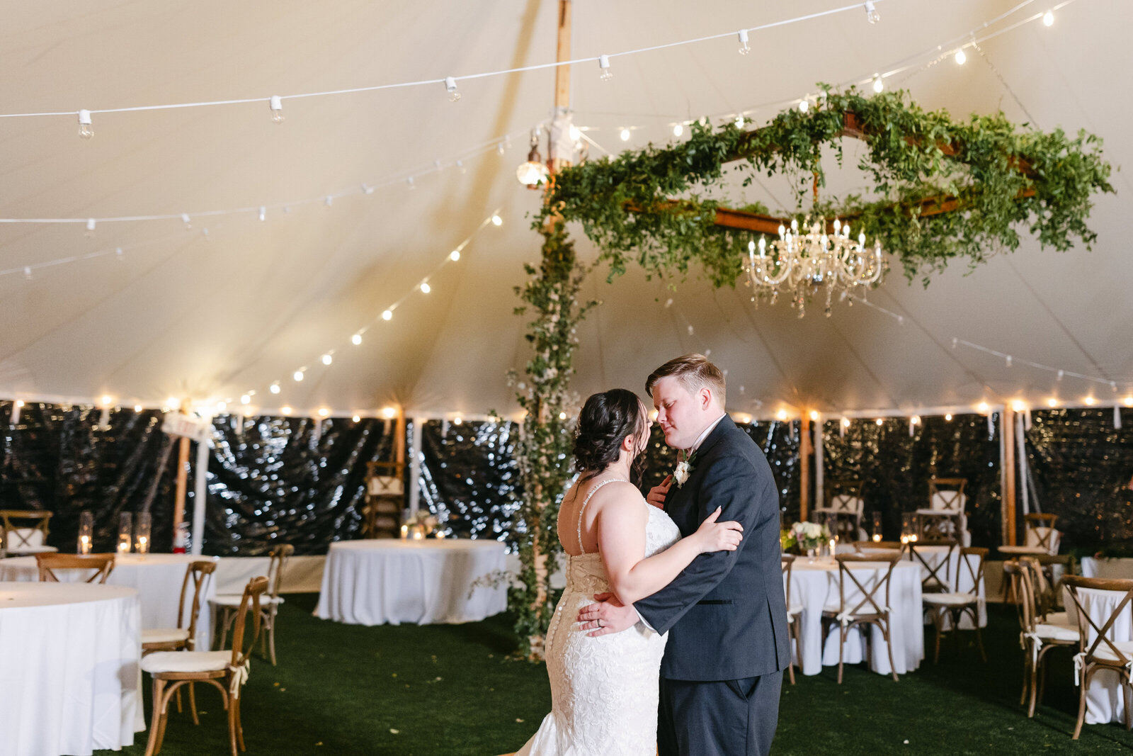 Stone-Acres-Farm-wedding-draping-chandelier-7