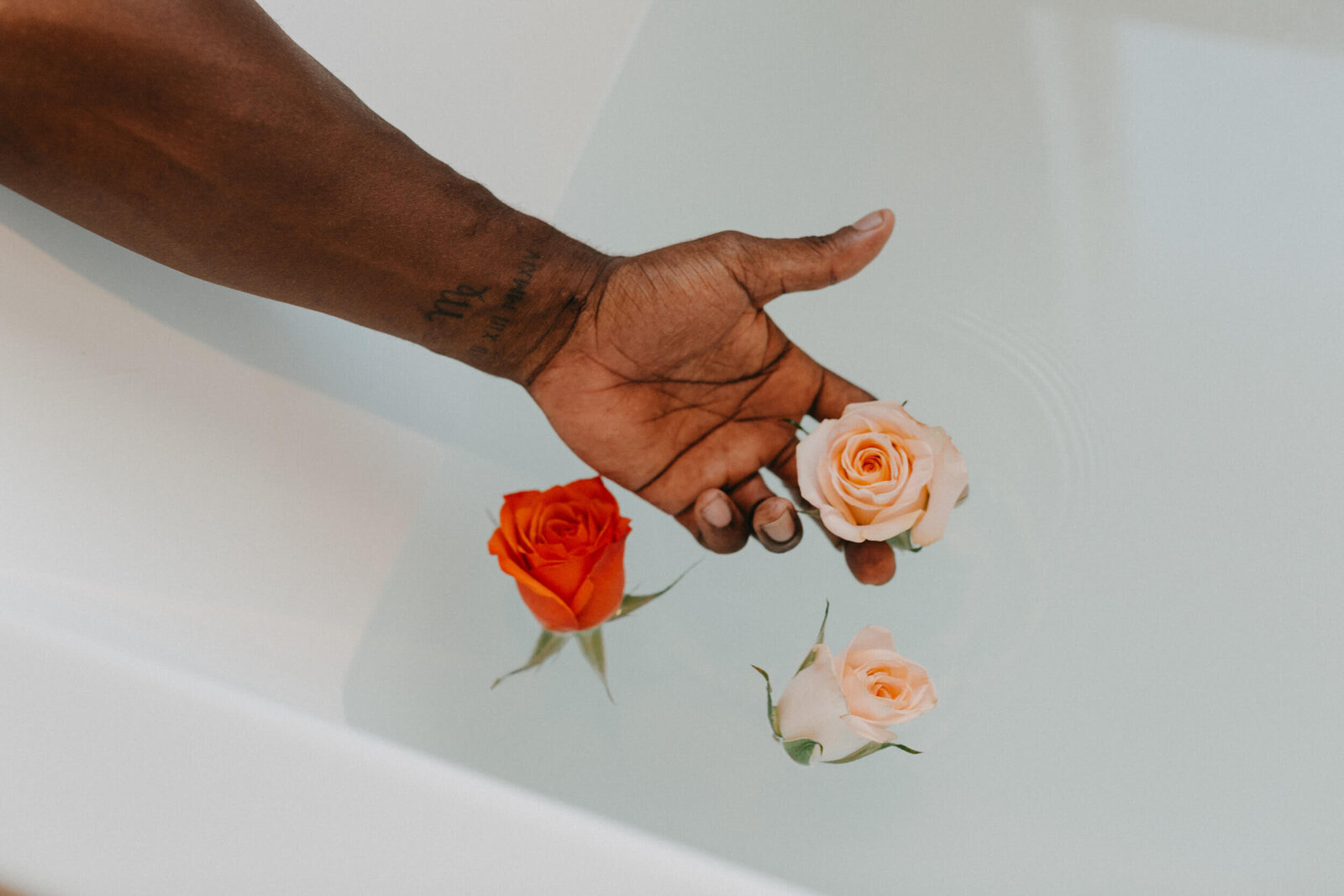 bathtub in home couples session