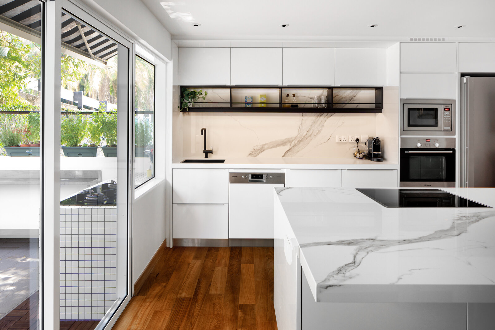 wide angle view of kitchen