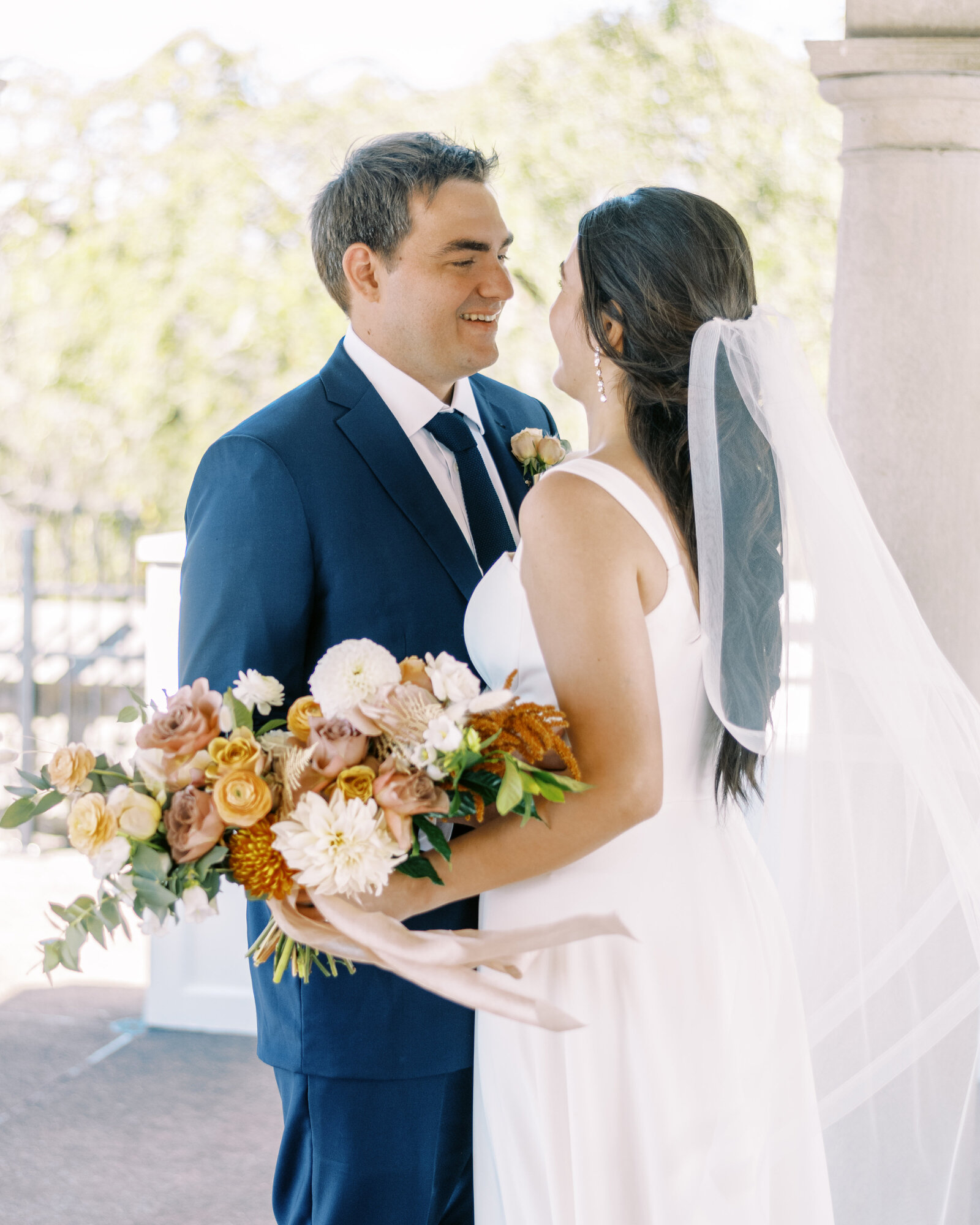 bride and groom hug