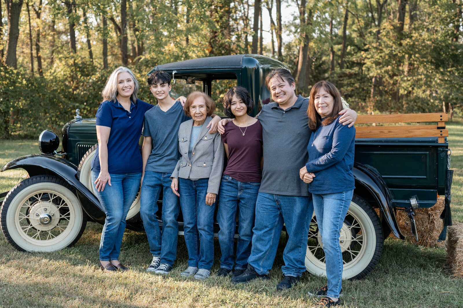 Multi-generational family fall truck