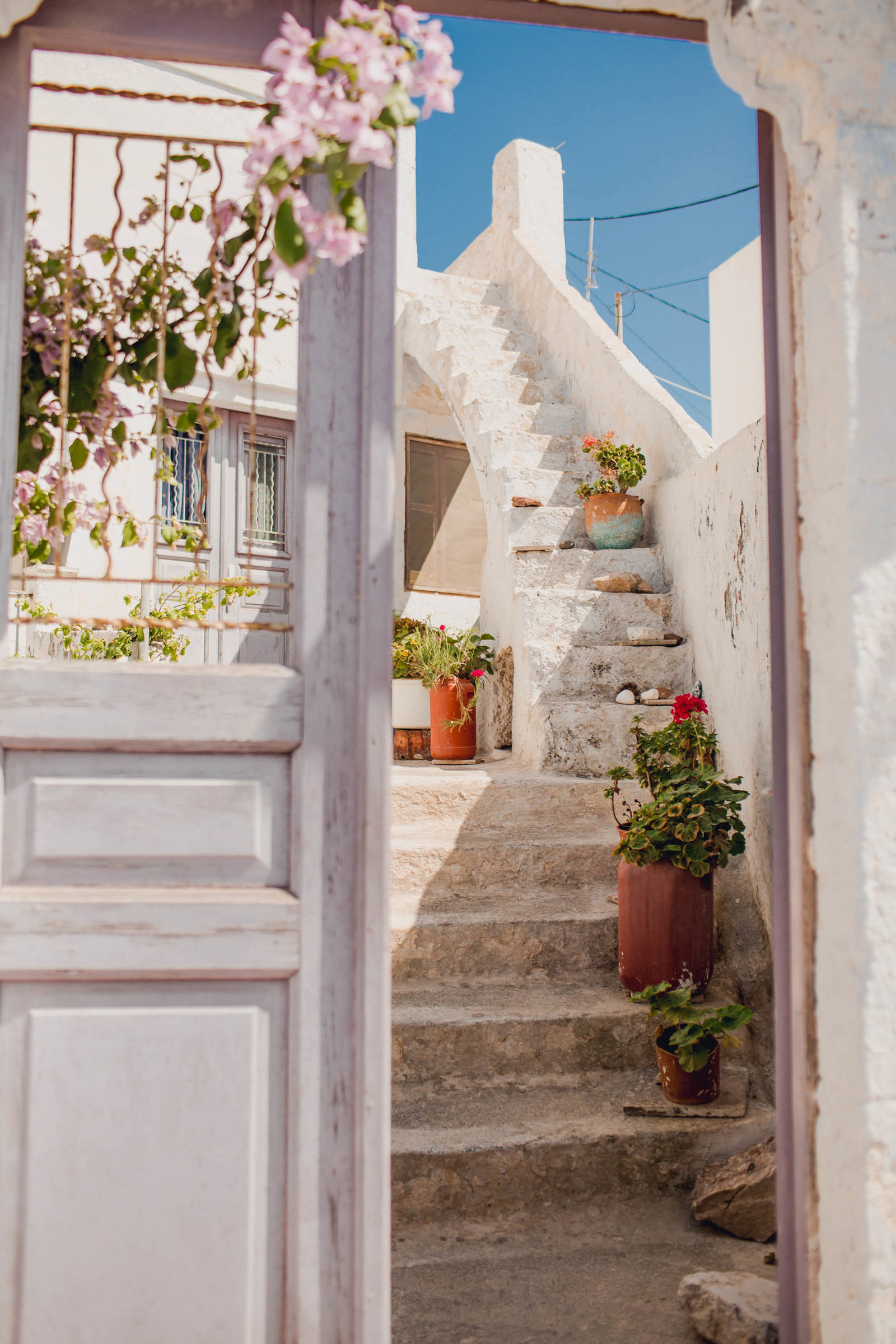 lilac-door-steps-flower-pyrgos-destination-travel-santorini-wedding-kate-timbers-photo-2729