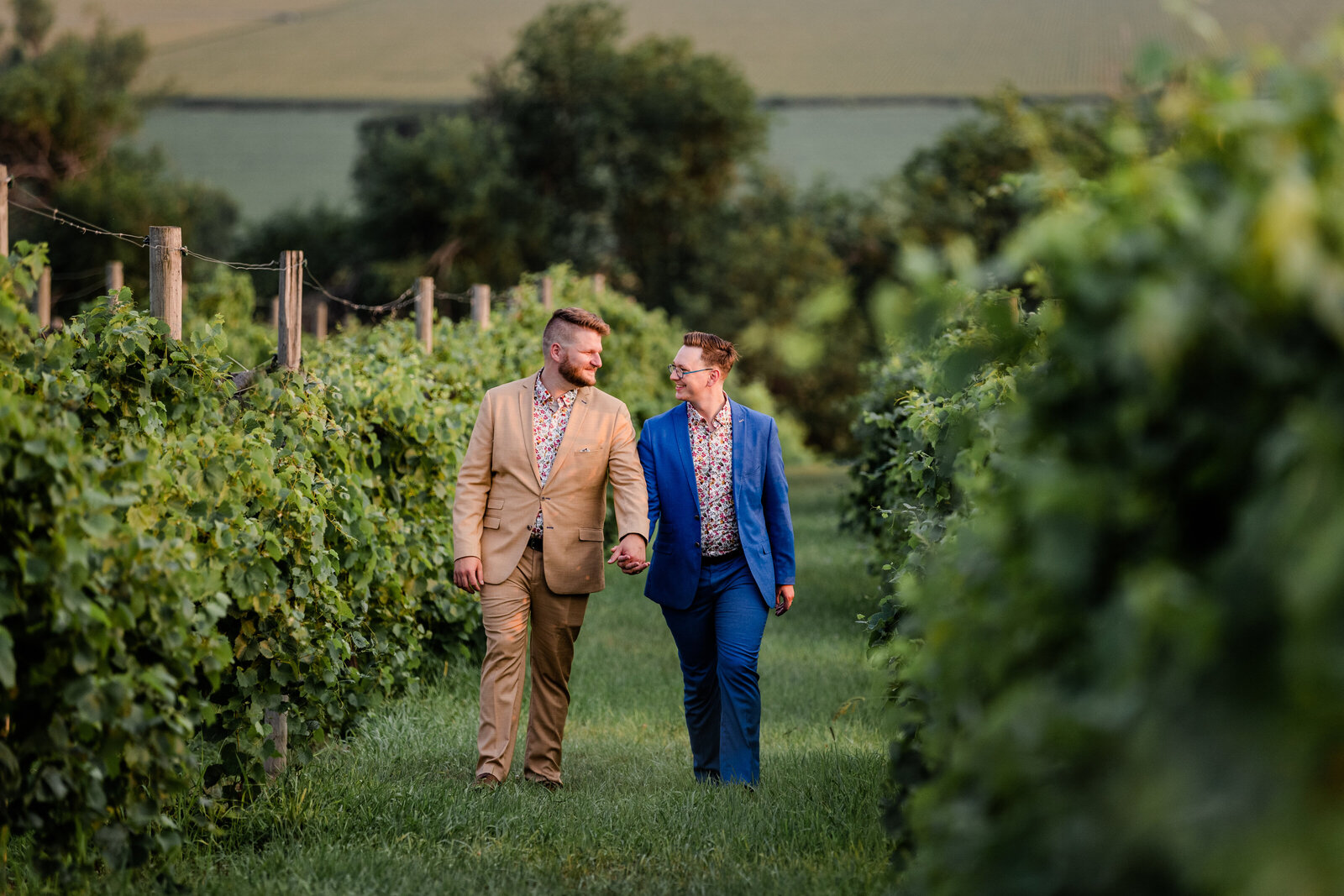 Gay couple walking in Vinyard