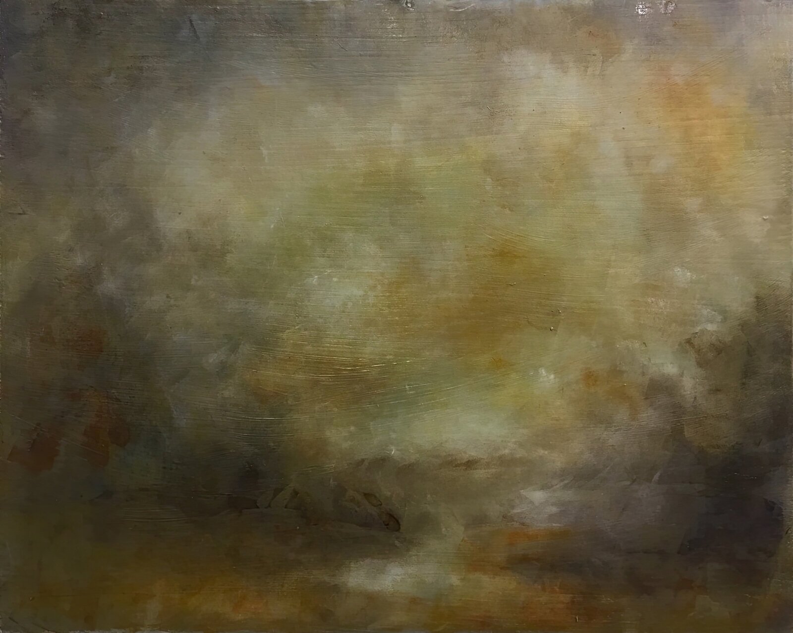 Green hues Sky Oil painting by Jane Mishkind