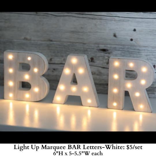 Light Up Marquee BAR Letters-White-789