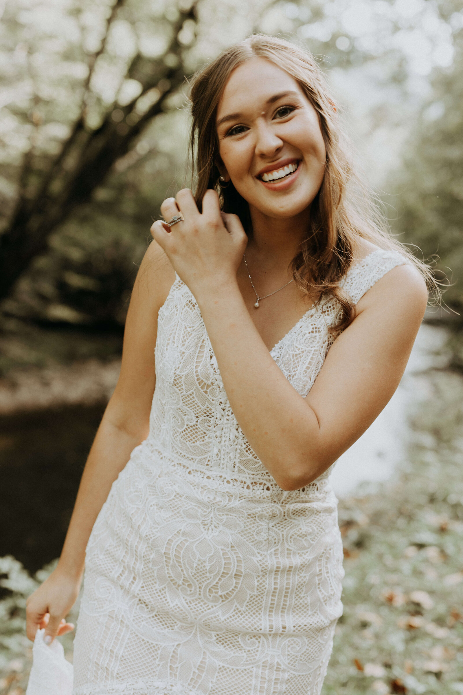 bride in boho lace gown