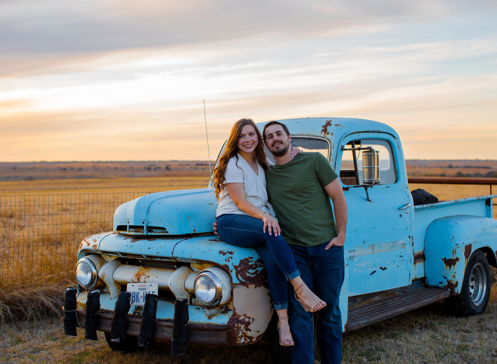 couple with classic truck
