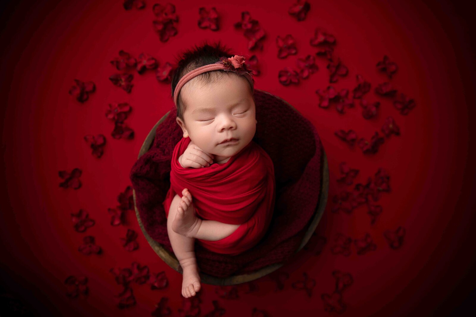 Baby girl newborn photos in red