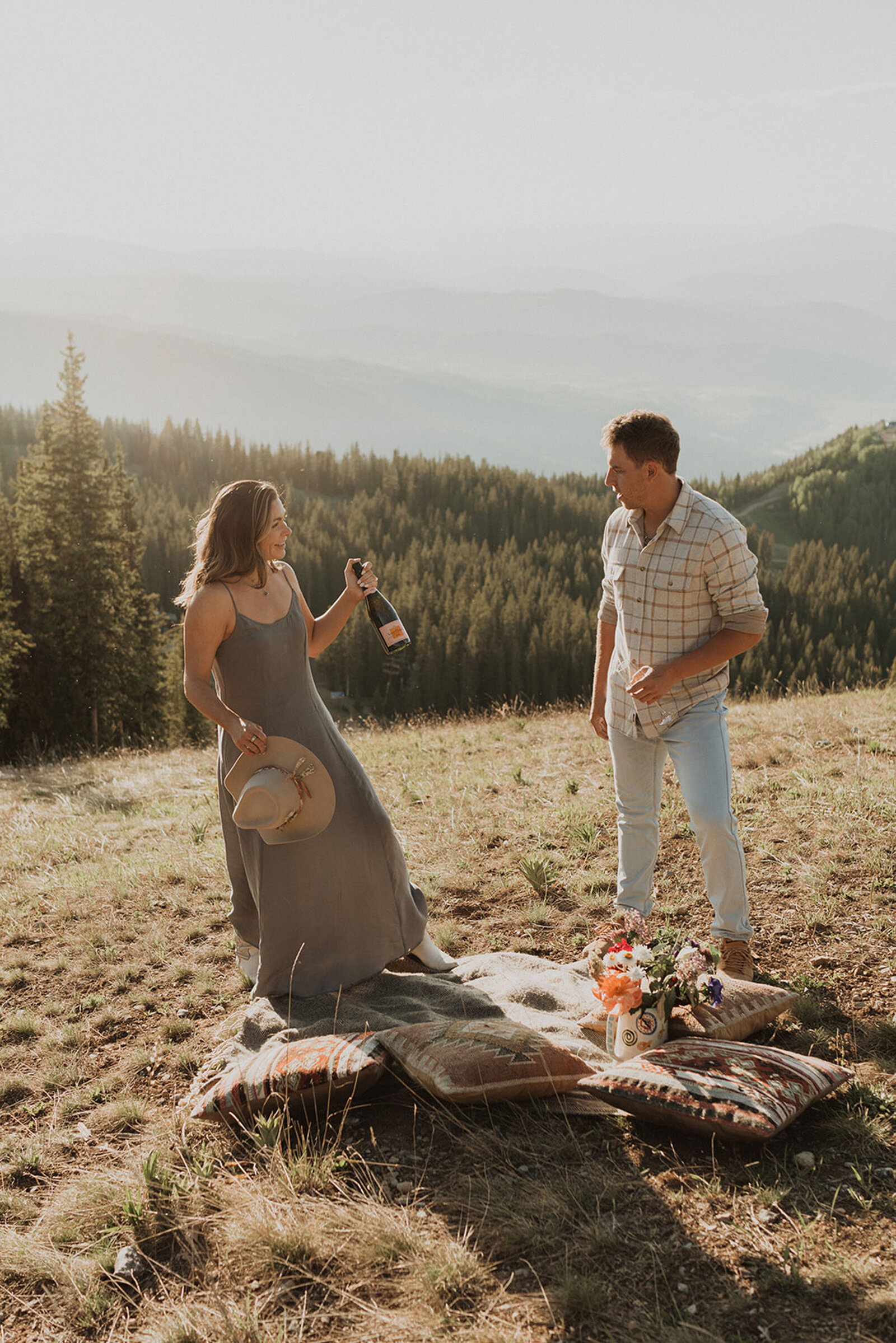 Ajax sunset wedding proposal photos mountain in Aspen, Colorado