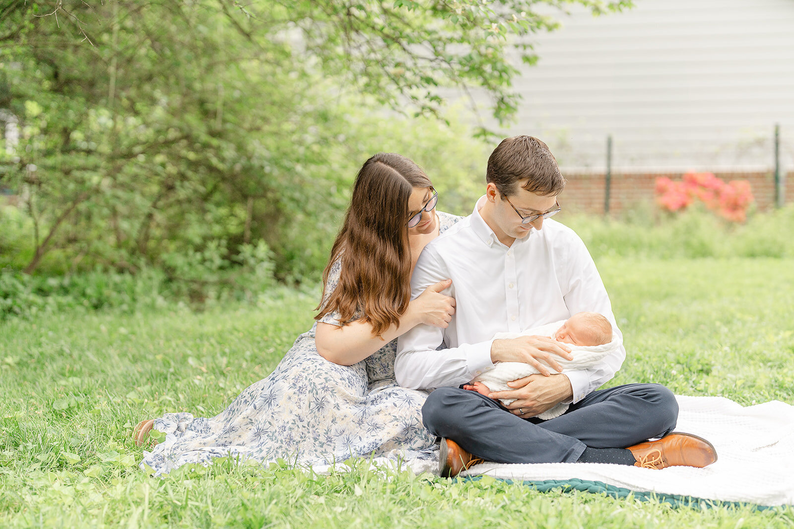 parents in love with baby during Leesburg, Virginia newborn photo